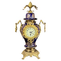 French Cobalt Blue Porcelain Vase Clock with Gilt Bronze Mounts - 21.3 in