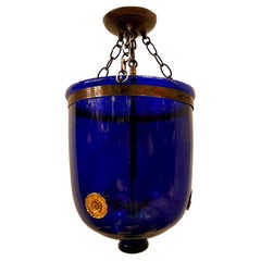 French Cobalt Glass Lantern