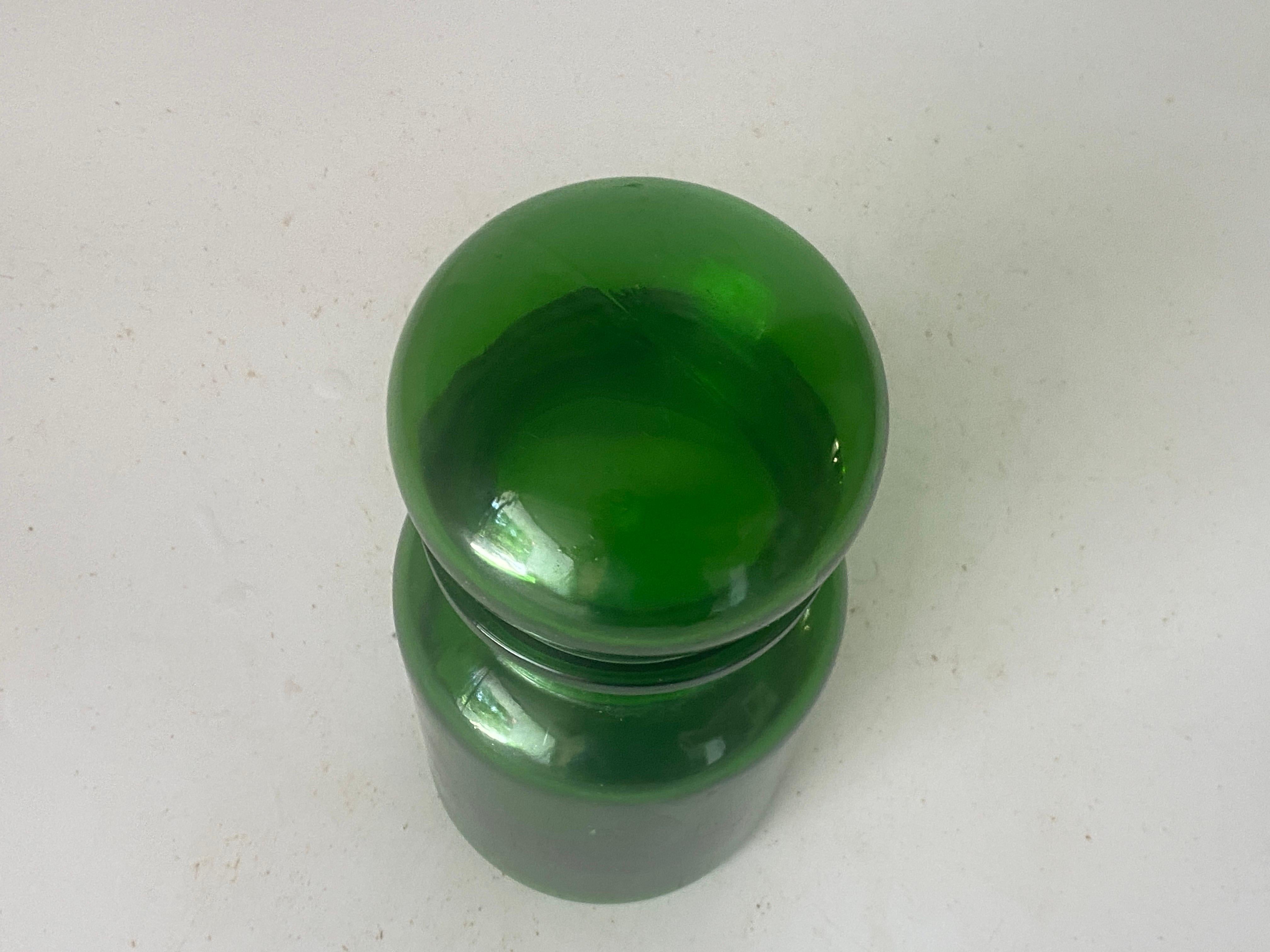 French Provincial French Cobalt Green Pharmacy Bottles Set of 2 Circa 20th Century For Sale