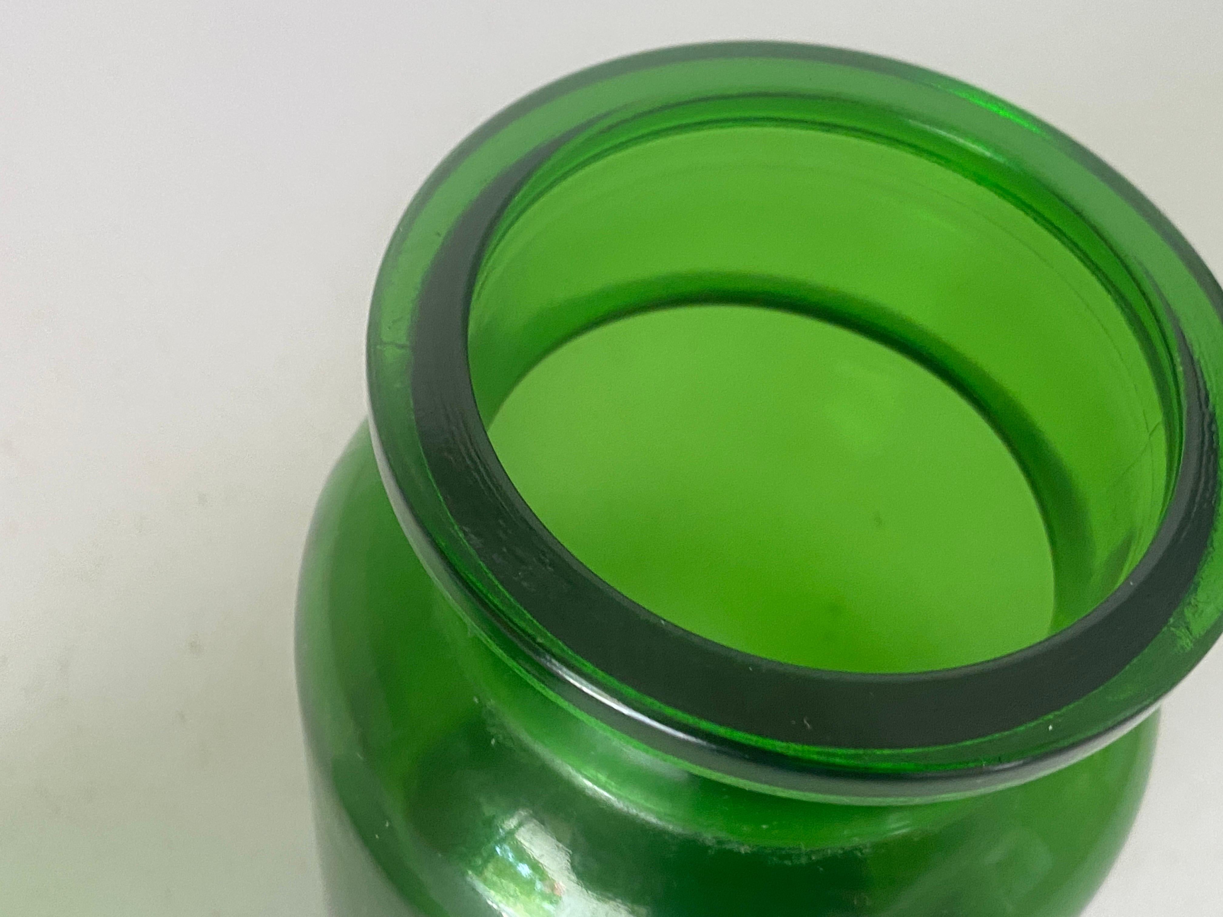 Glass French Cobalt Green Pharmacy Bottles Set of 2 Circa 20th Century For Sale