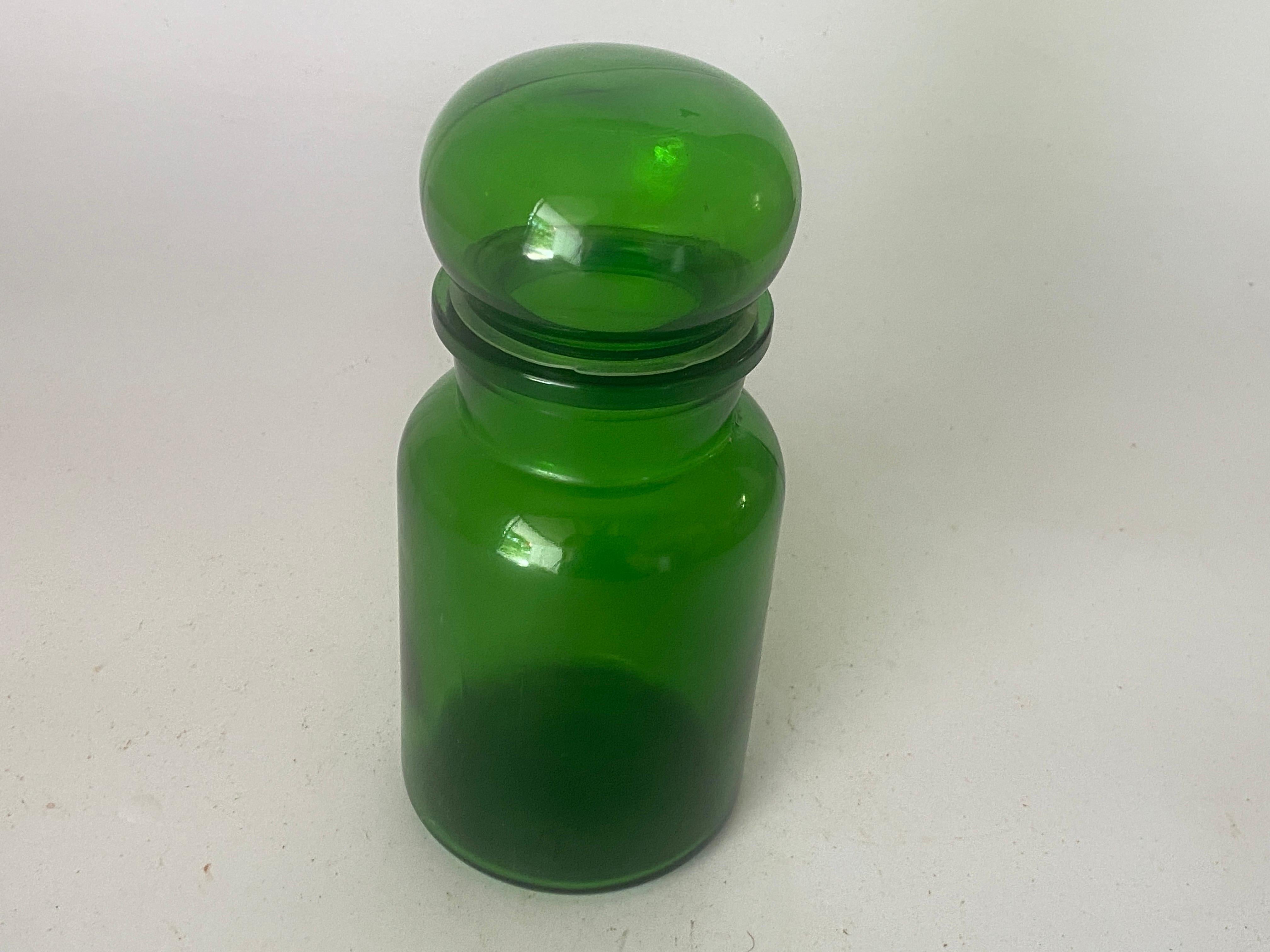 French Cobalt Green Pharmacy Bottles Set of 2 Circa 20th Century For Sale 3