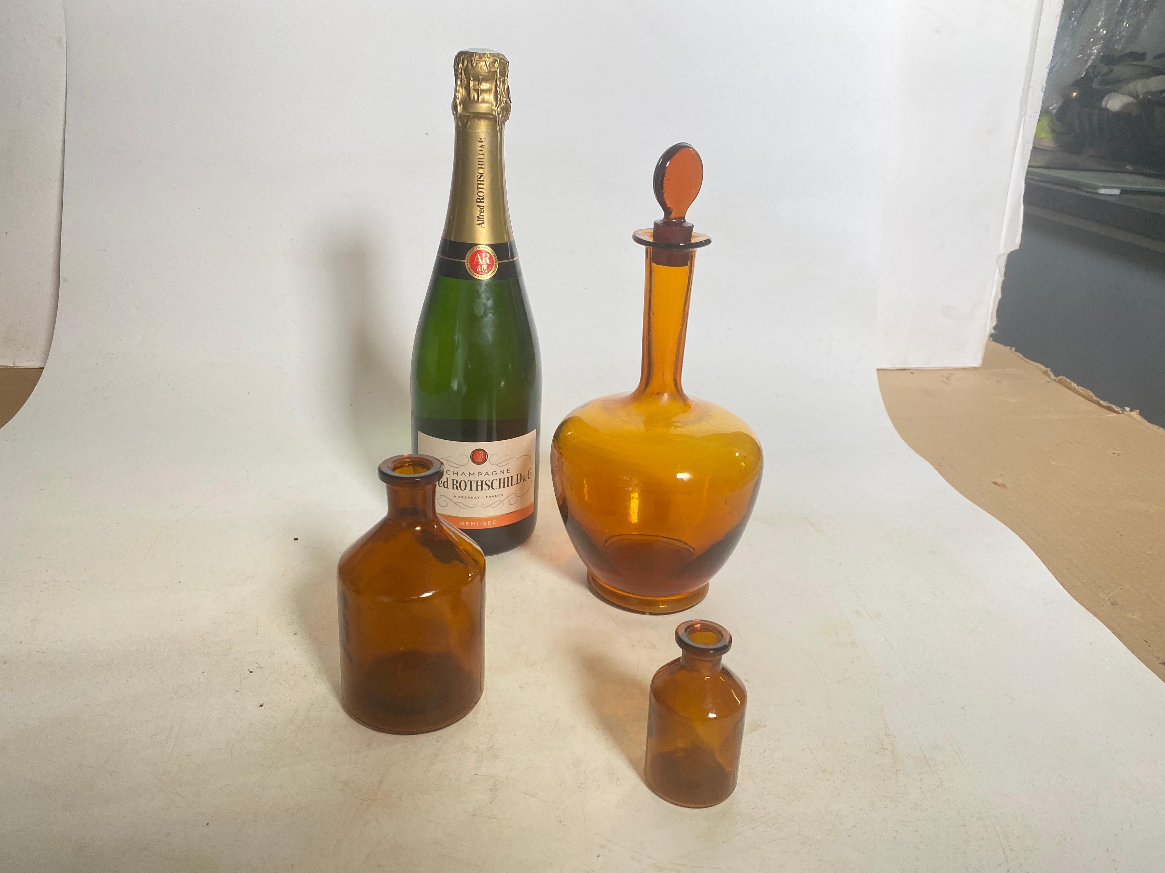 French Cobalt Orange Pharmacy Bottles
Set of 3.

