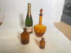 French Cobalt Orange Pharmacy Bottles Set of 3 Circa 20th Century