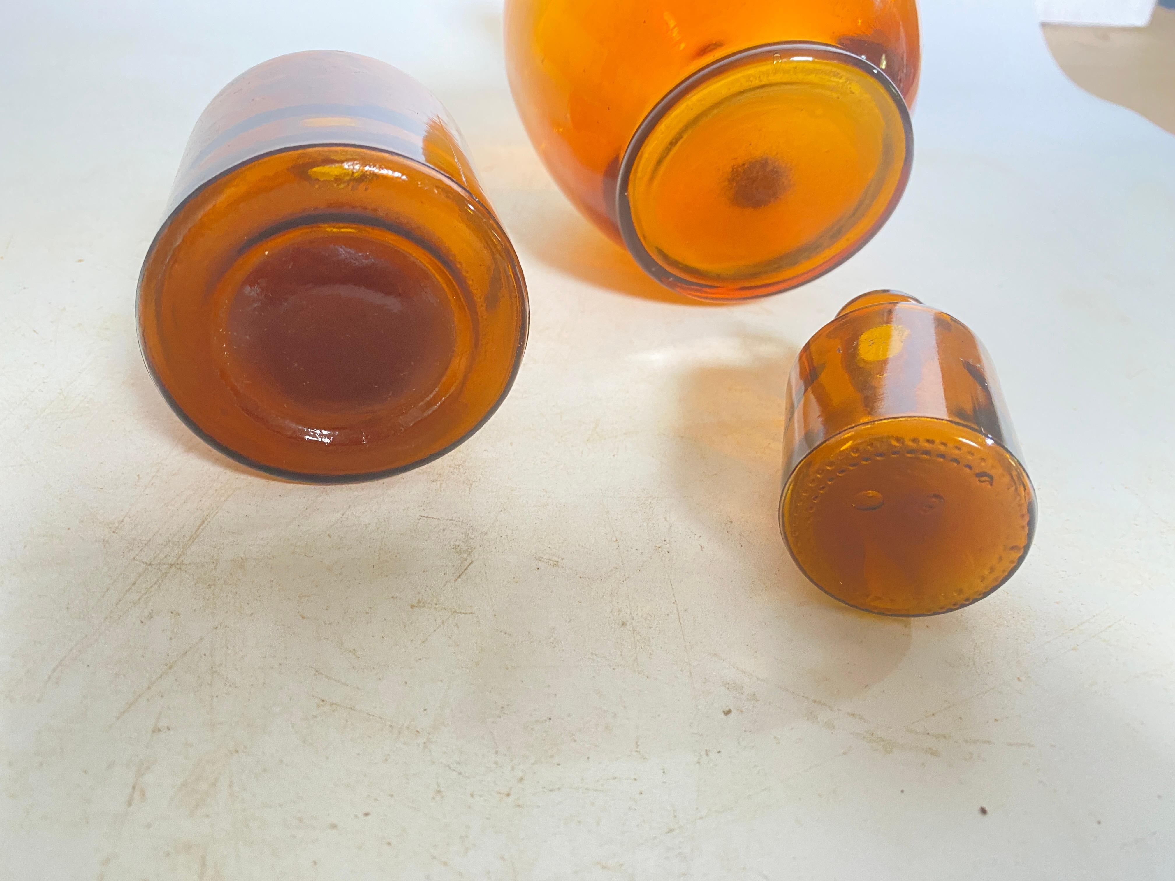 French Cobalt Orange Pharmacy Bottles Set of 3 Circa 20th Century For Sale 4