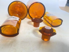 French Cobalt Orange Pharmacy Bottles Set of 4 Circa 20th Century