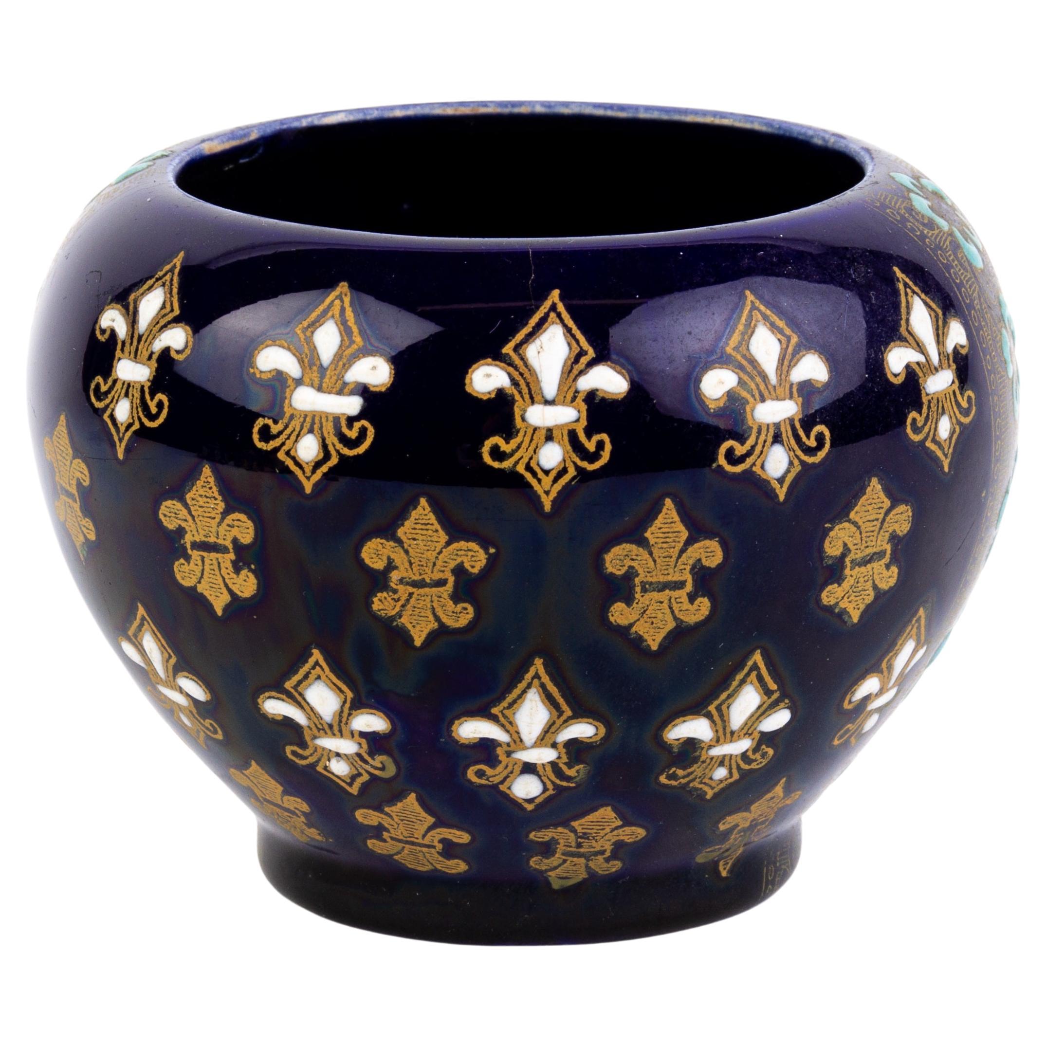 French Cobalt Porcelain Enamel Fleur de Lis Vase 19th Century For Sale at  1stDibs