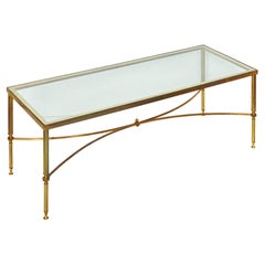 French Cocktail or Coffee Low Table of Brass and Glass - Maison Jansen Style