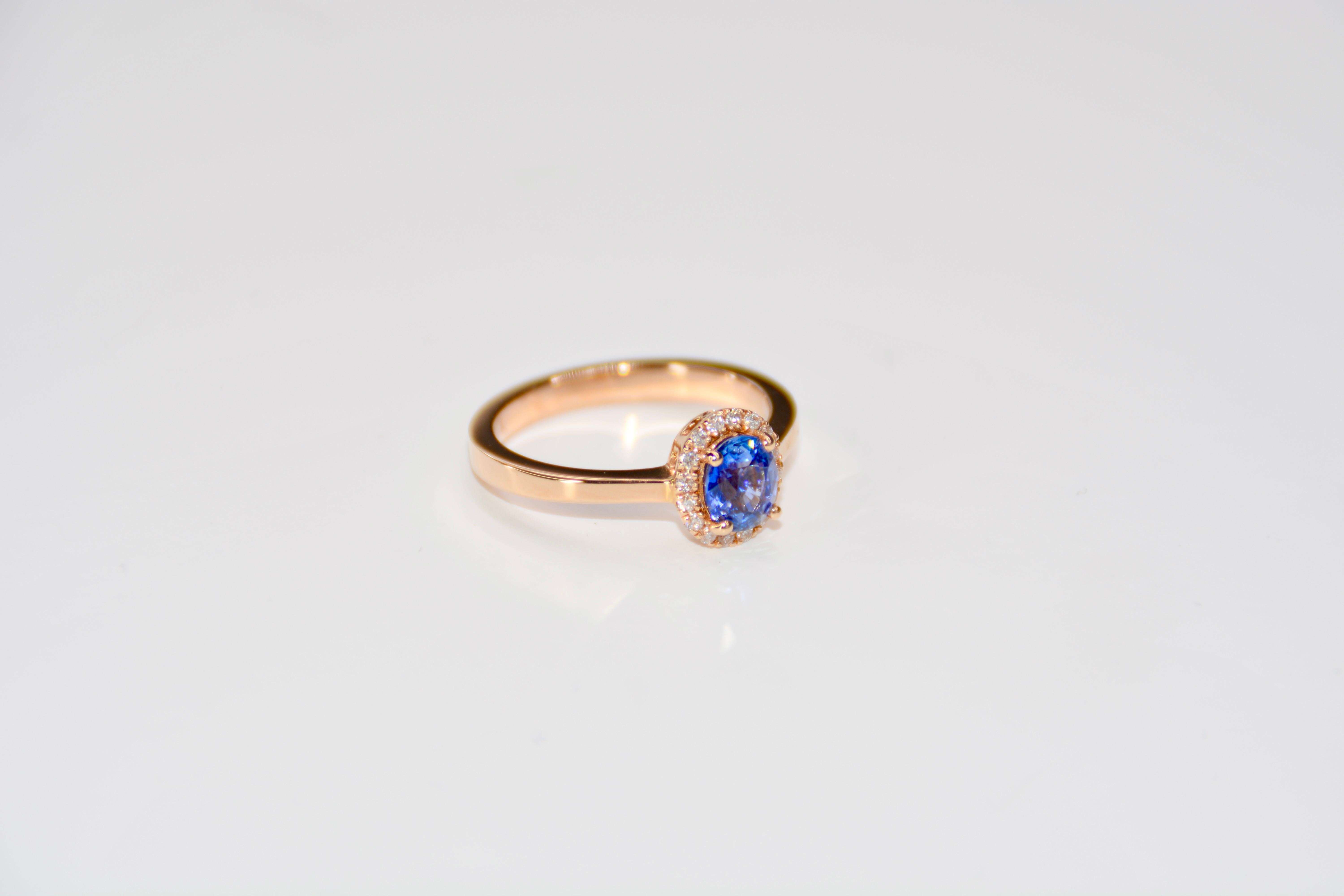 Modern French Cocktail Ring Diamond Sapphire Pink Gold  For Sale