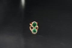 French Cocktail Ring Emerald Cabochon Diamonds Rose Gold