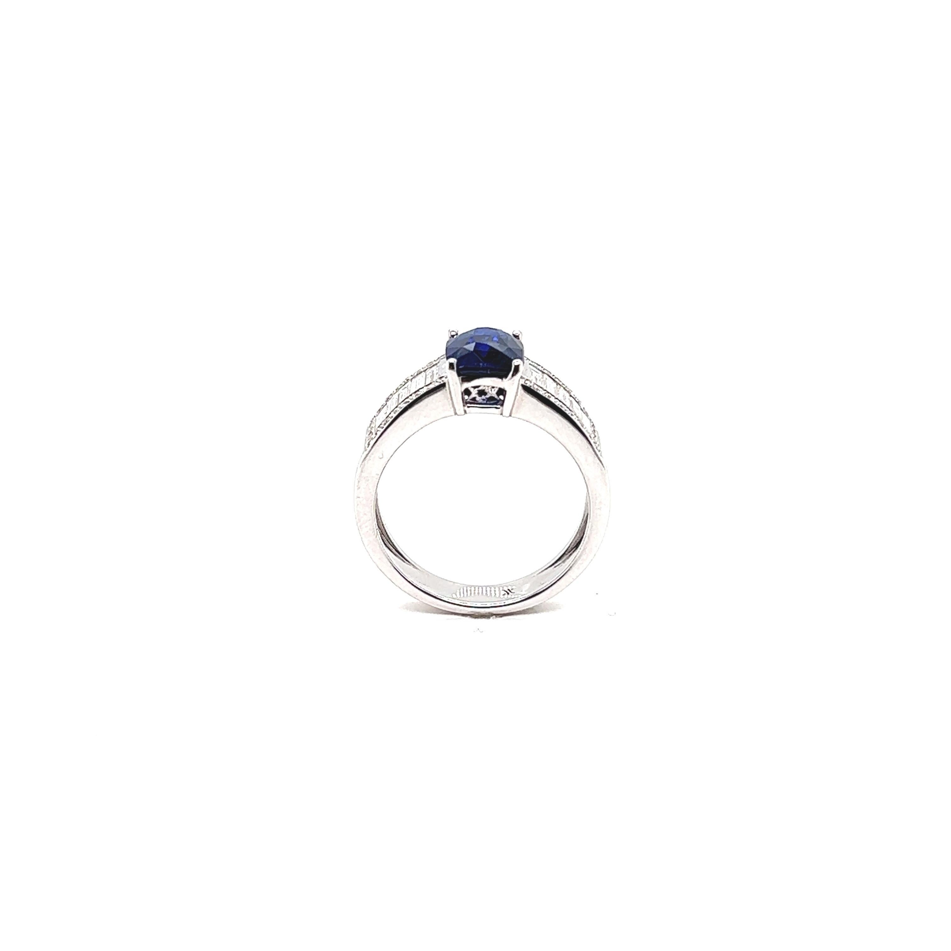 French Cocktail Ring in White Gold Sapphire Diamonds For Sale 6