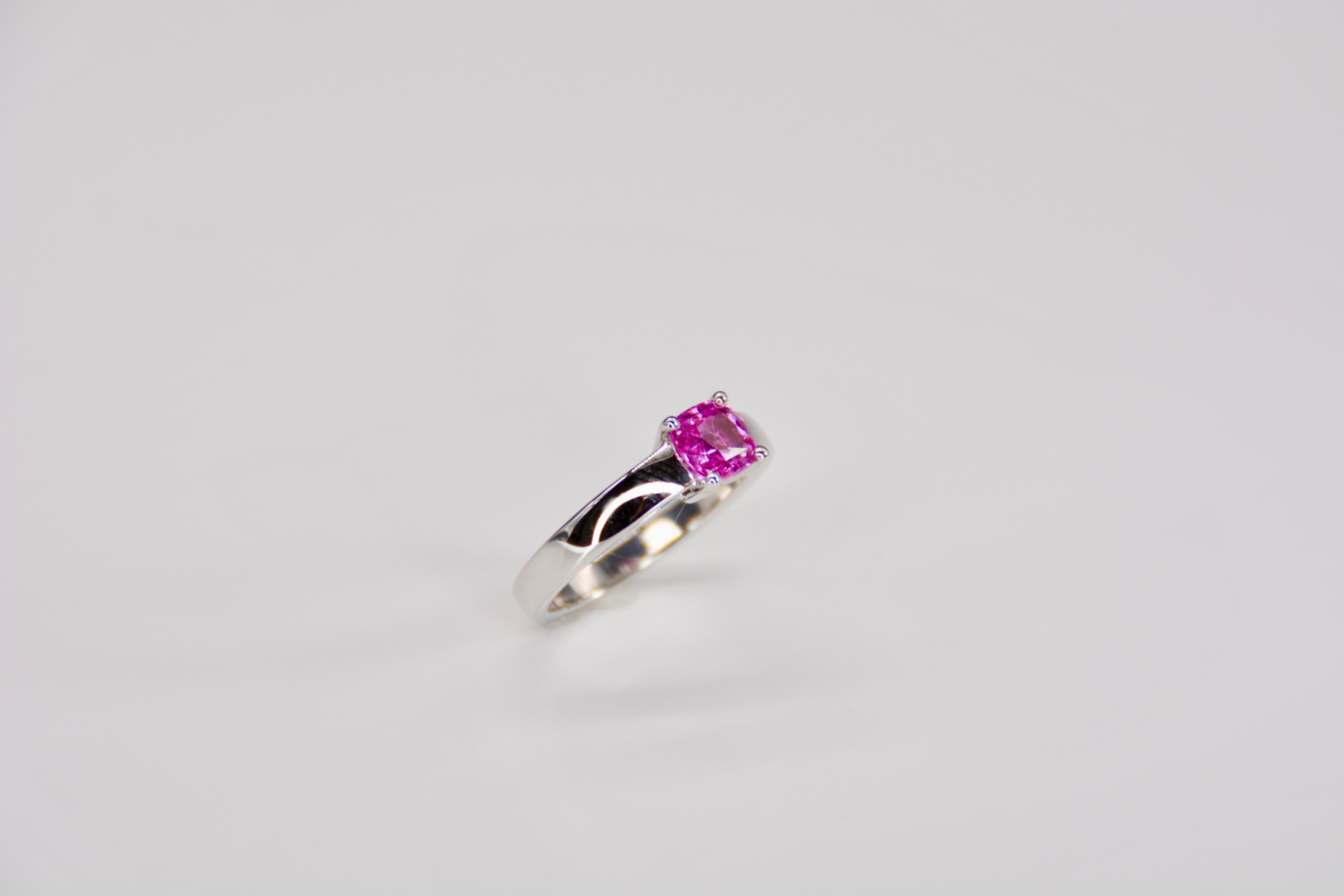 French Cocktail Ring Pink Sapphire White Gold For Sale 5