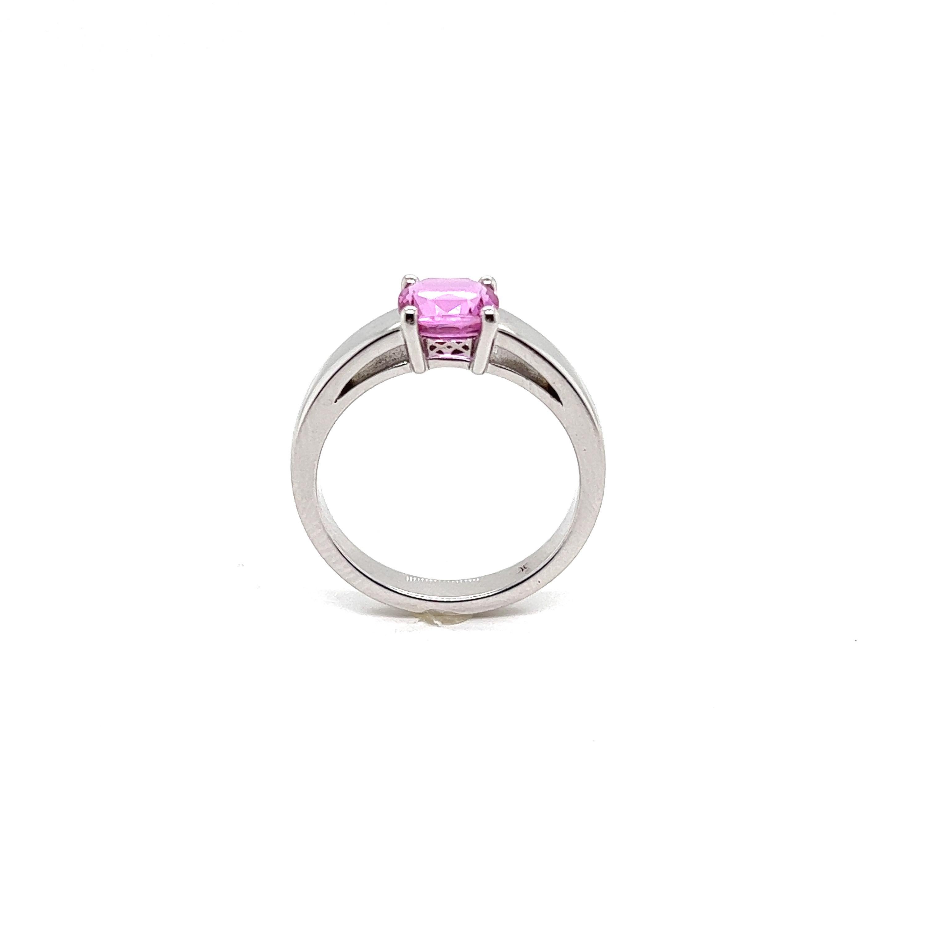 French Cocktail Ring Pink Sapphire White Gold For Sale 7
