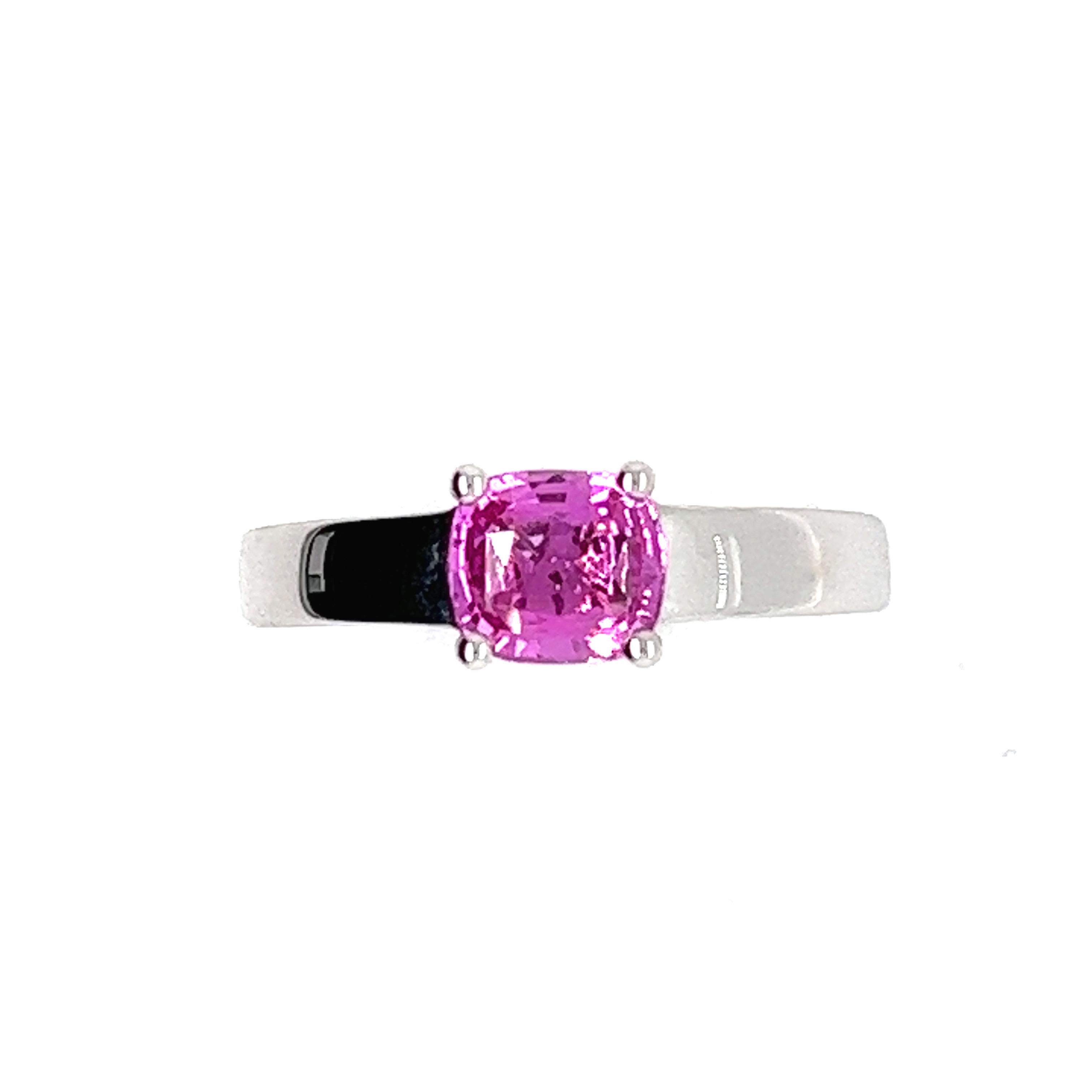 French Cocktail Ring Pink Sapphire White Gold For Sale 8