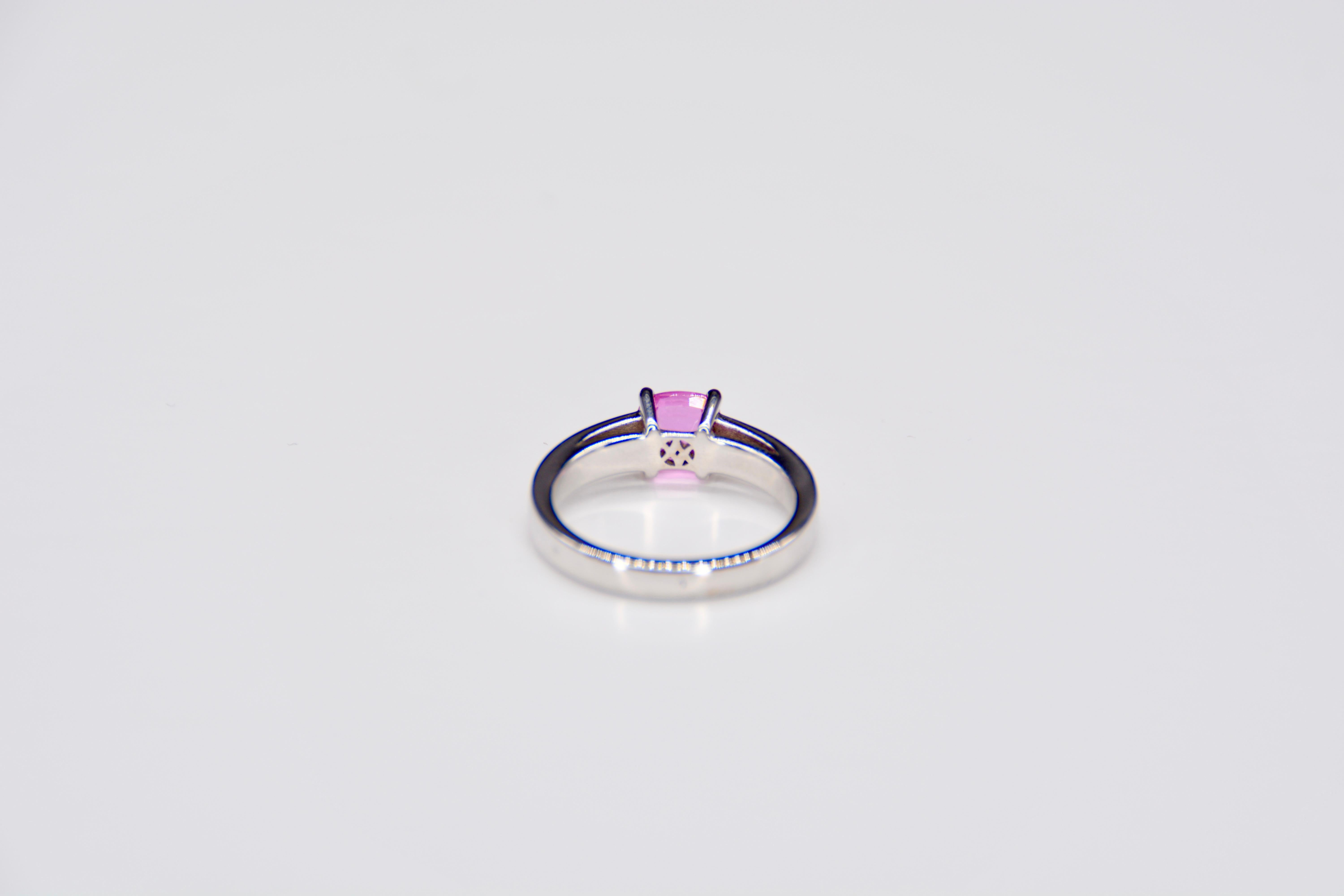 French Cocktail Ring Pink Sapphire White Gold For Sale 1