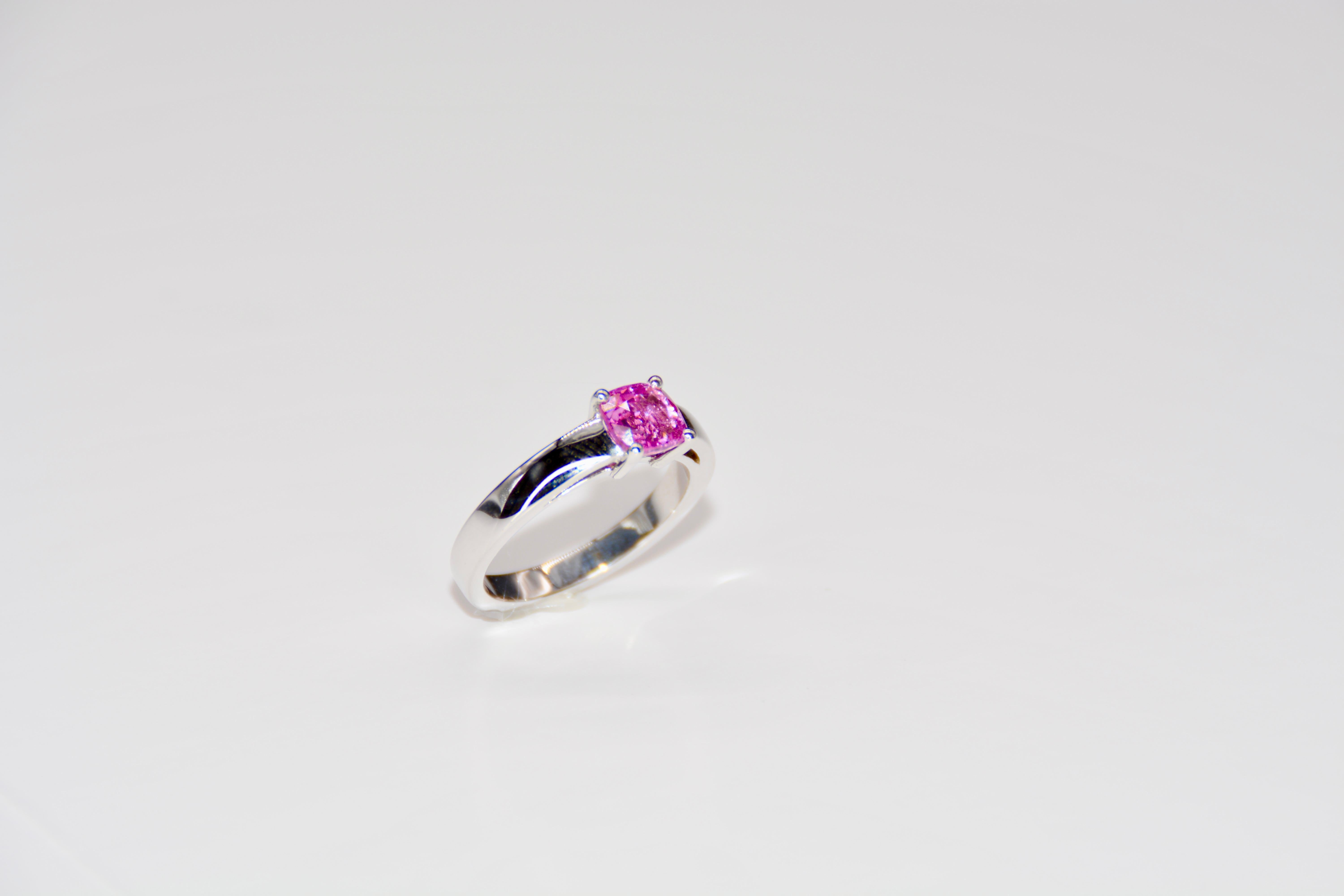 French Cocktail Ring Pink Sapphire White Gold For Sale 3