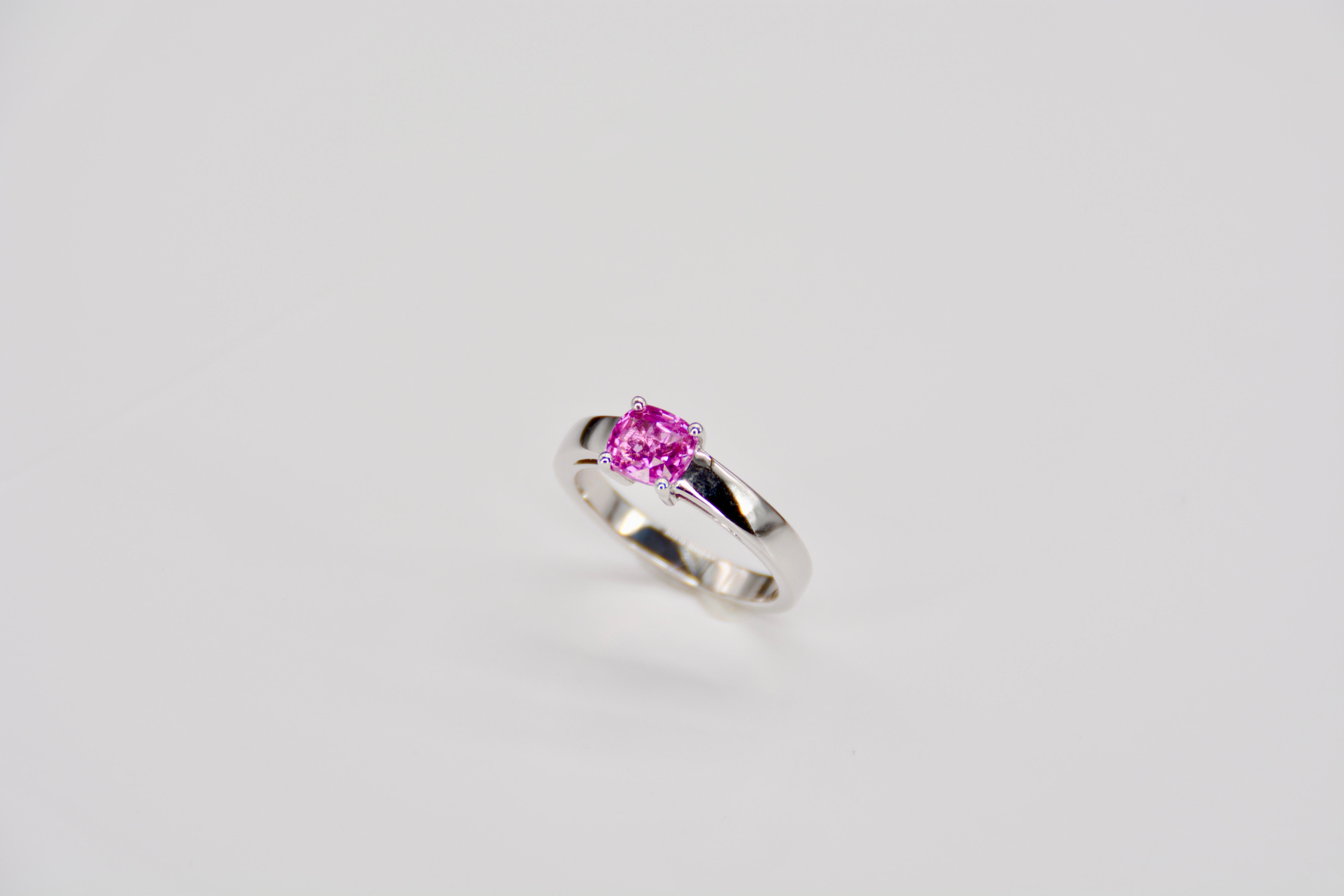 French Cocktail Ring Pink Sapphire White Gold For Sale 4