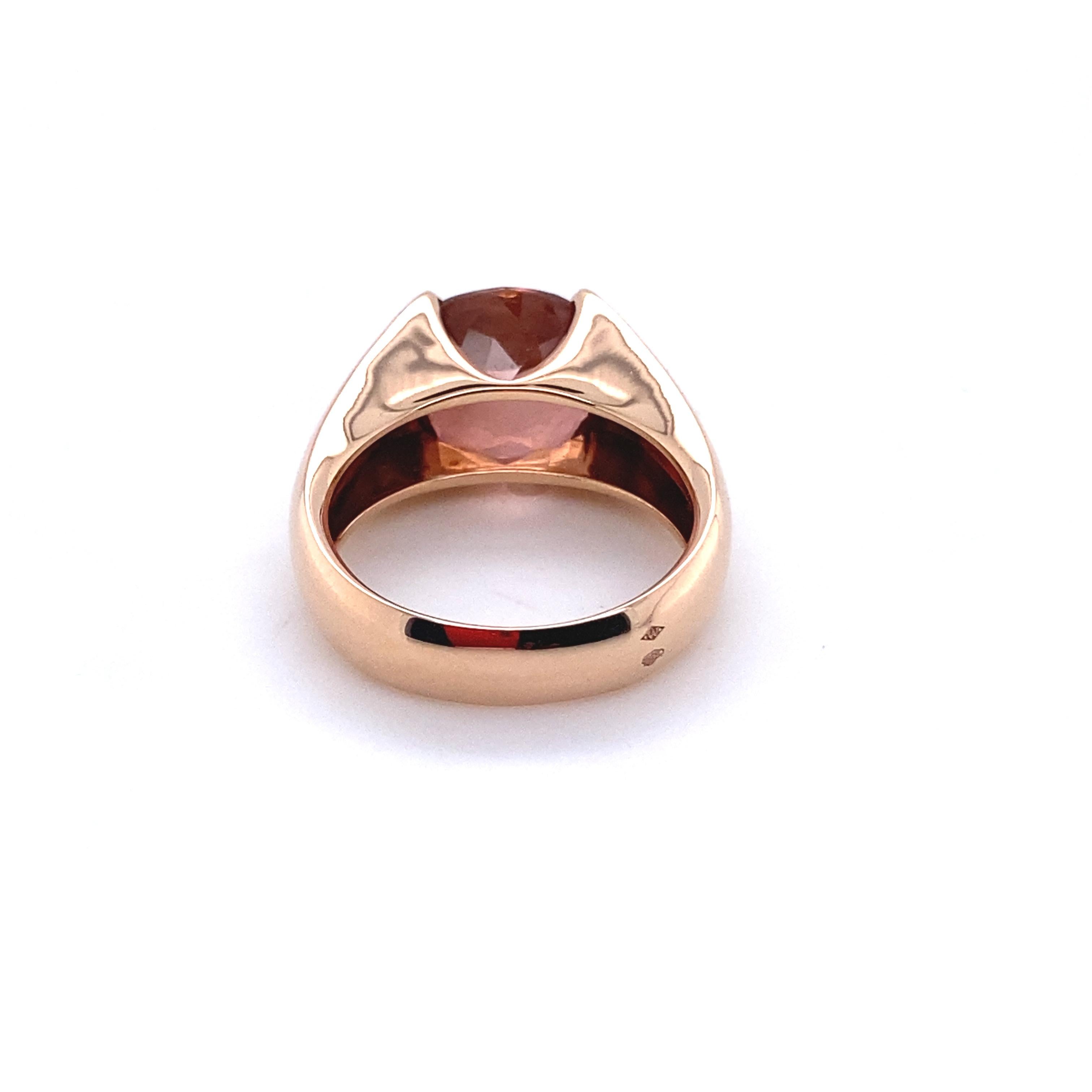 Cabochon French Cocktail Ring Topped with a Tourmaline Pink Gold