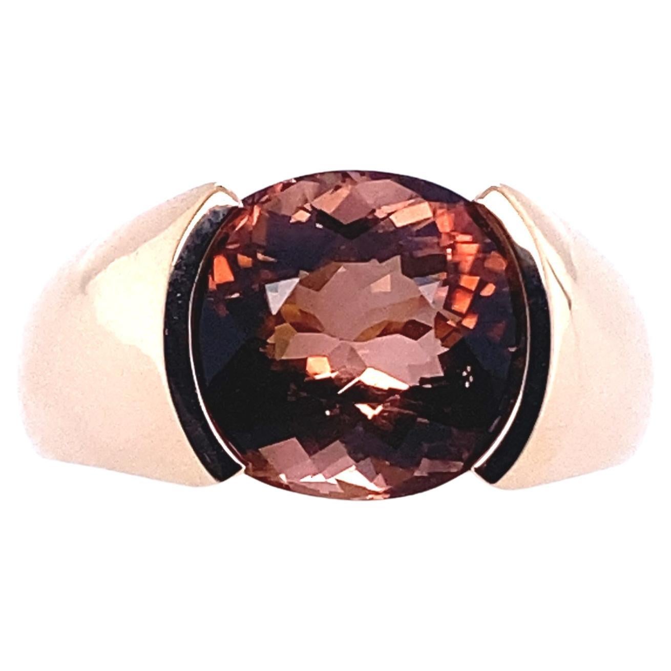 Women's French Cocktail Ring Topped with a Tourmaline Pink Gold
