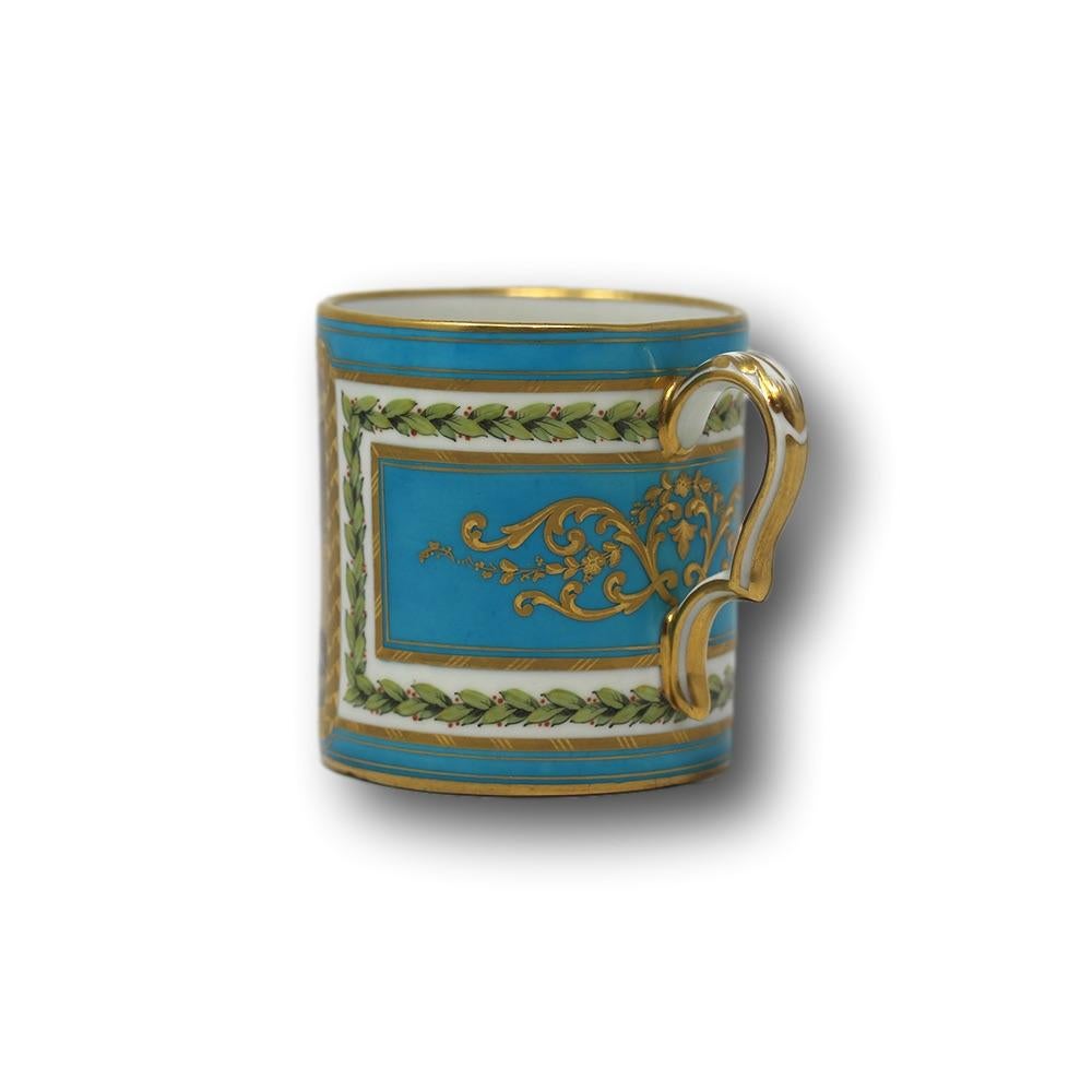 Hand-Painted French Coffee Can & Saucer  'Sevres'