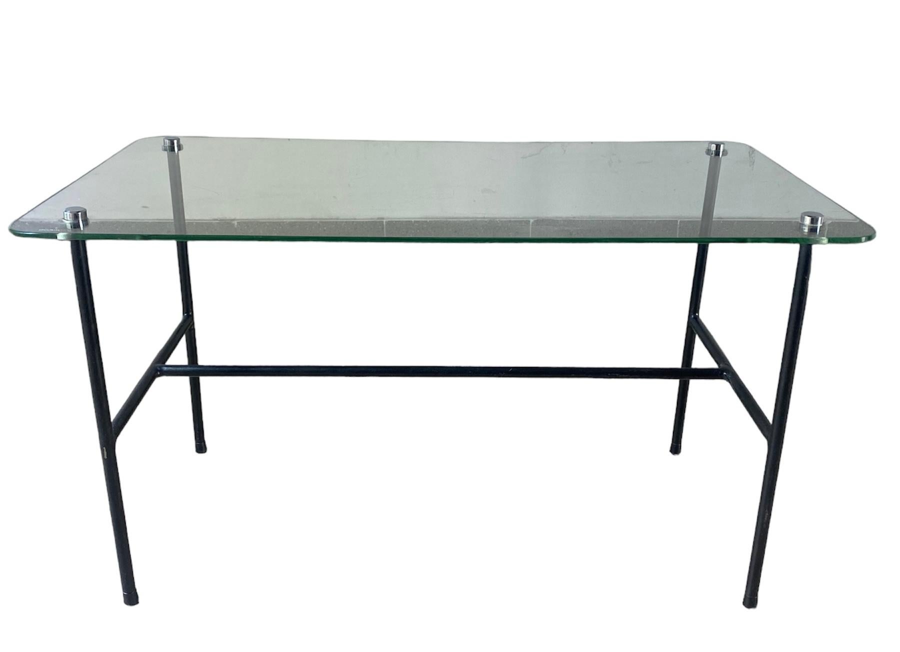 French Coffee Table Disderot Glass and Steel, Pierre Guariche, 1950 For Sale 6