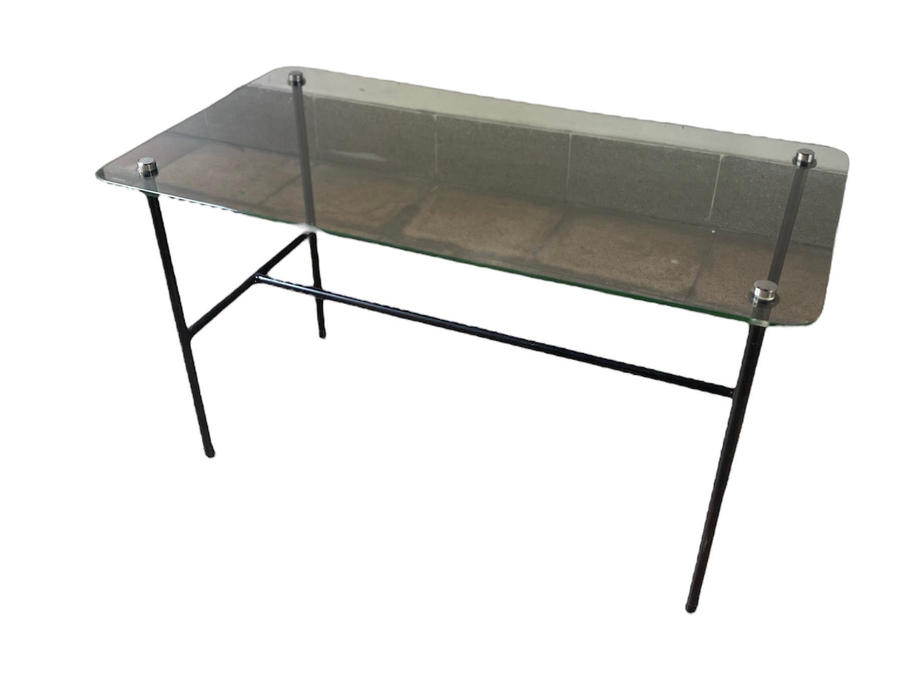 Table basse française Disderot en verre et acier, Pierre GUARICHE, 1950 en vente 6
