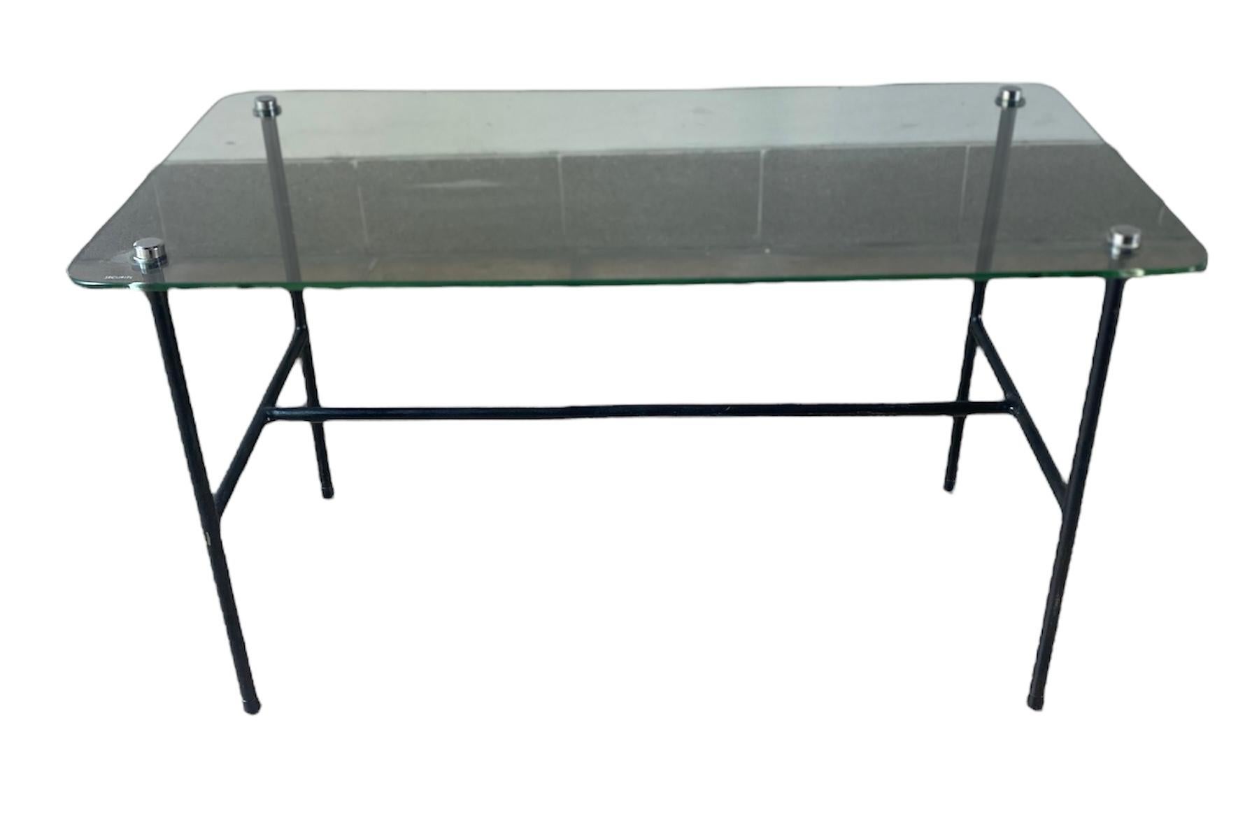 French Coffee Table Disderot Glass and Steel, Pierre Guariche, 1950 For Sale 4