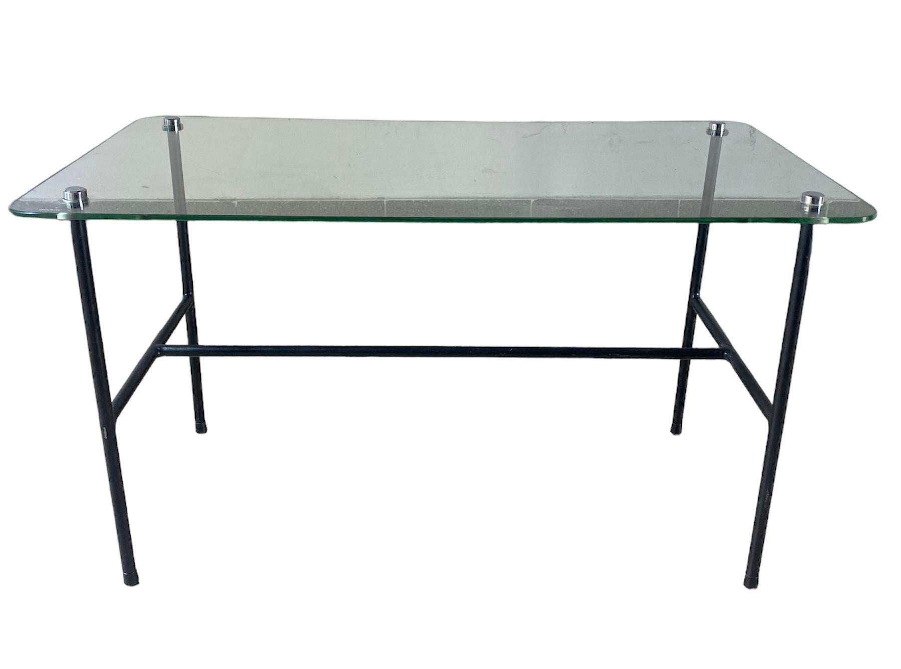 French Coffee Table Disderot Glass and Steel, Pierre Guariche, 1950 For Sale 5