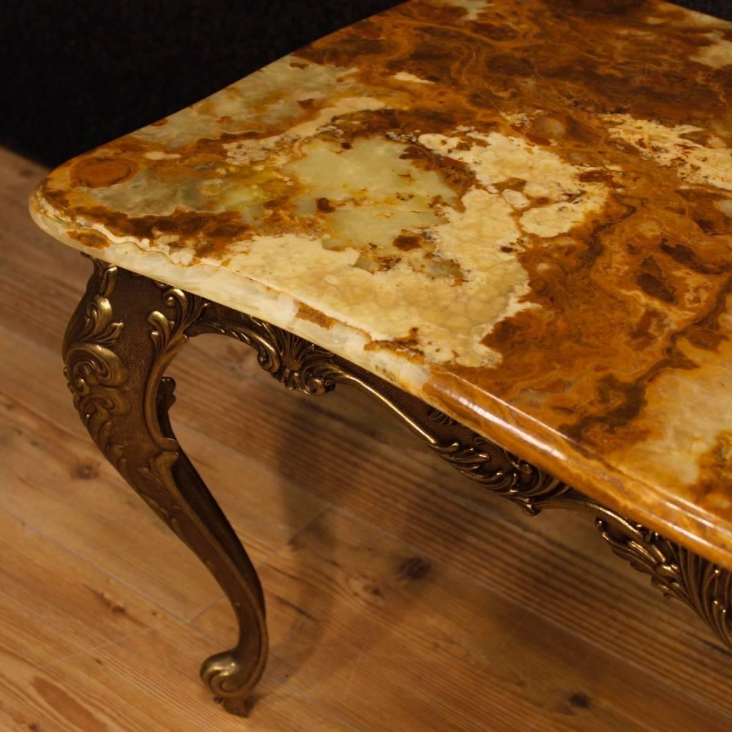 French Coffee Table in Bronzed Iron with Onyx Top from 20th Century In Good Condition In Vicoforte, Piedmont