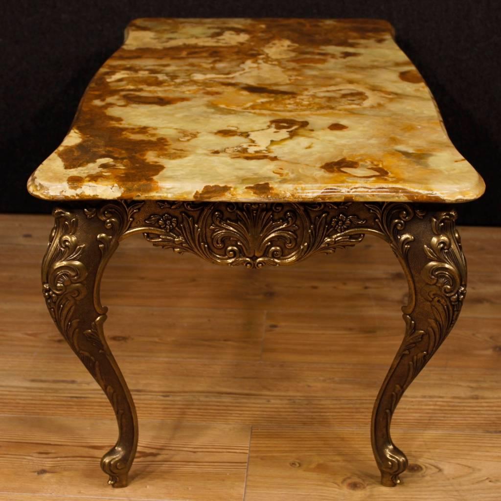 French Coffee Table in Bronzed Iron with Onyx Top from 20th Century 3