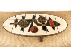 French coffee table in chromed steel and ceramic by Barrois Vallauris 1960.