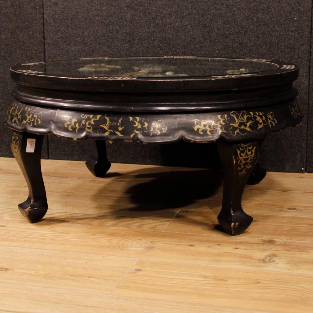 French Coffee Table in Lacquered and Painted Chinoiserie Wood 20th Century 5