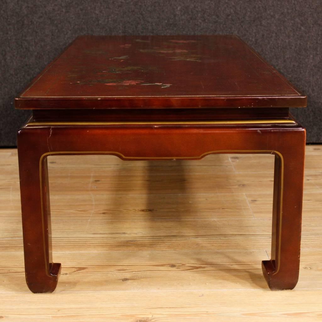 20th Century Lacquered Painted Chinoiserie Wood French Coffee Table, 1970 3