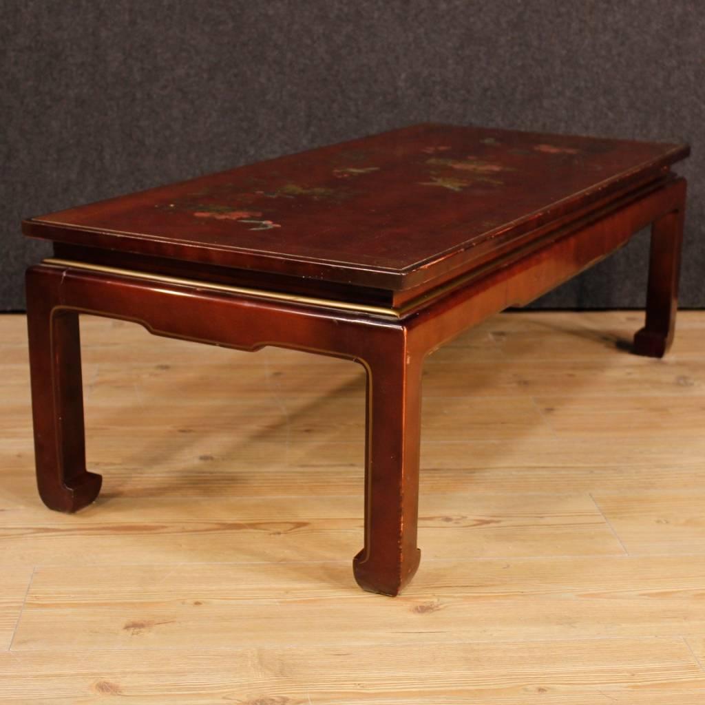 20th Century Lacquered Painted Chinoiserie Wood French Coffee Table, 1970 4