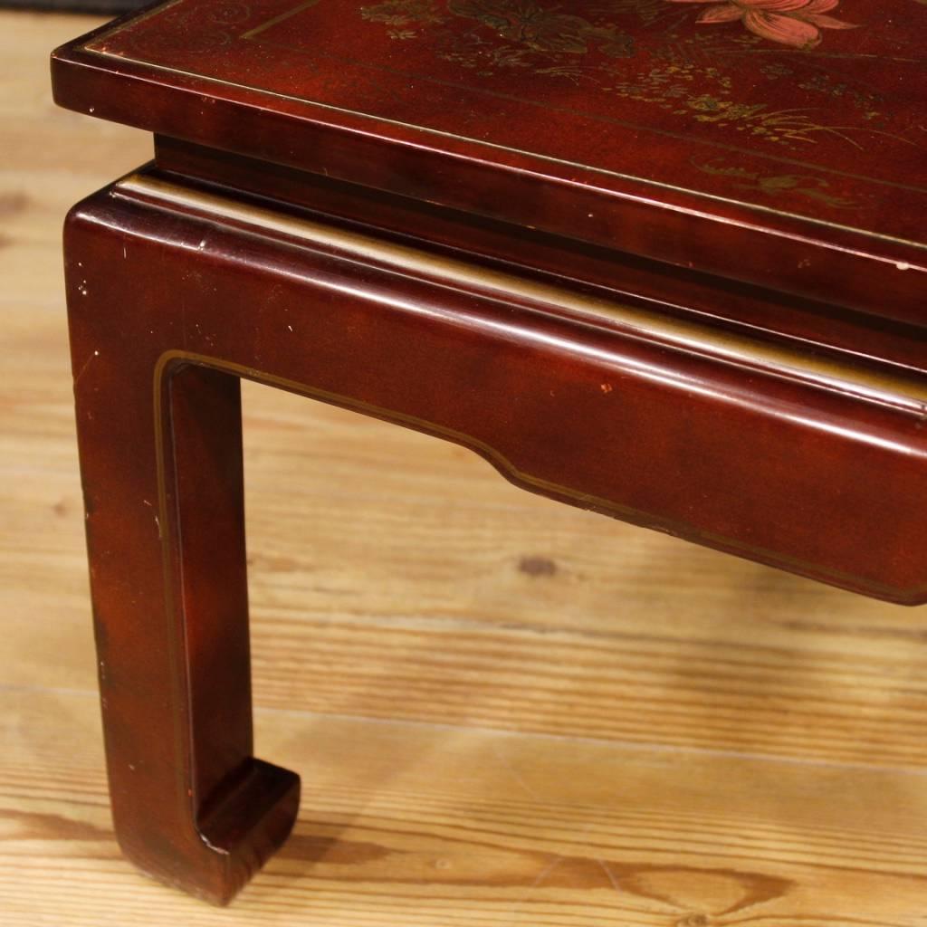 20th Century Lacquered Painted Chinoiserie Wood French Coffee Table, 1970 6