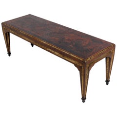 French Coffee Table in Oak Parquet and Silver Leaf