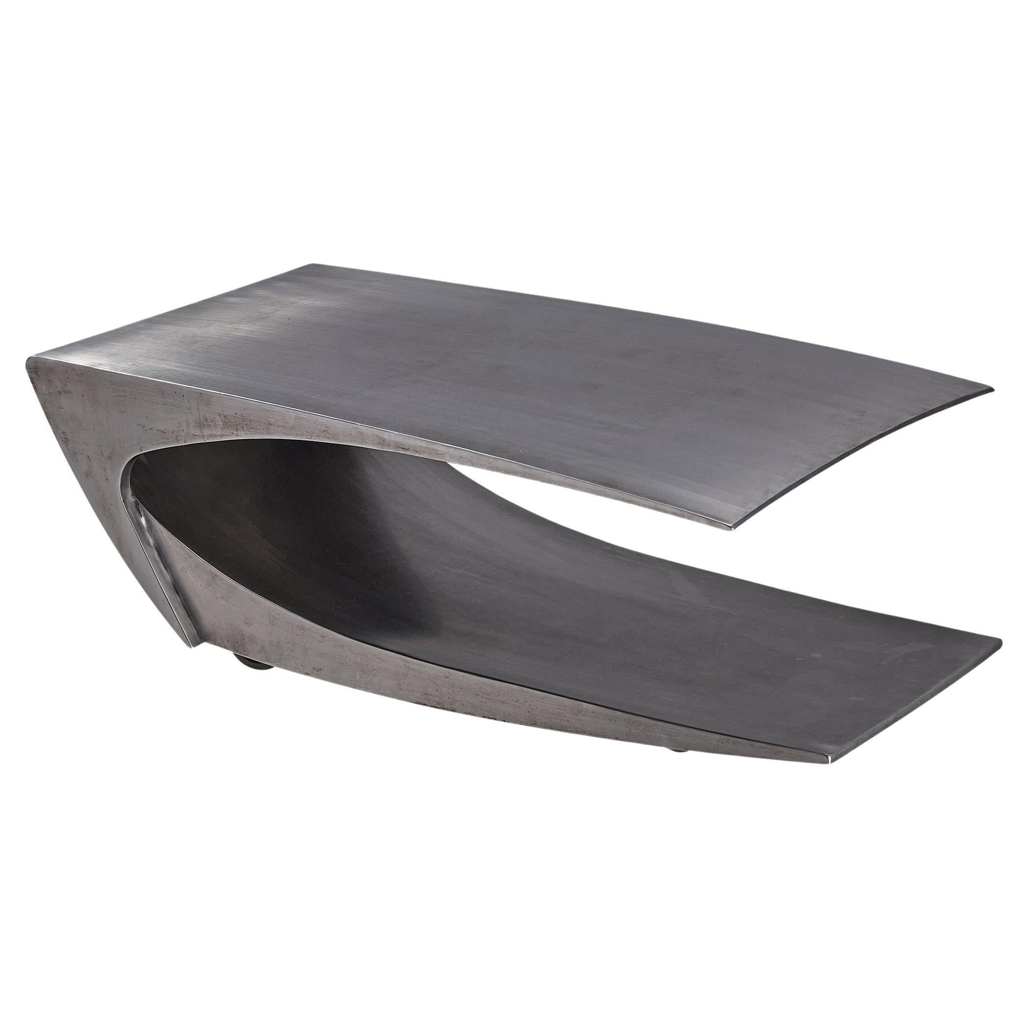 French Coffee Table in Stainless Steel  For Sale