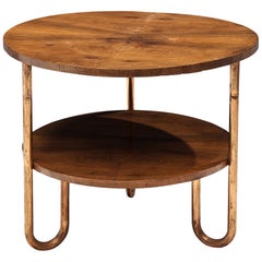 French Coffee Table in Walnut with Copper Frame