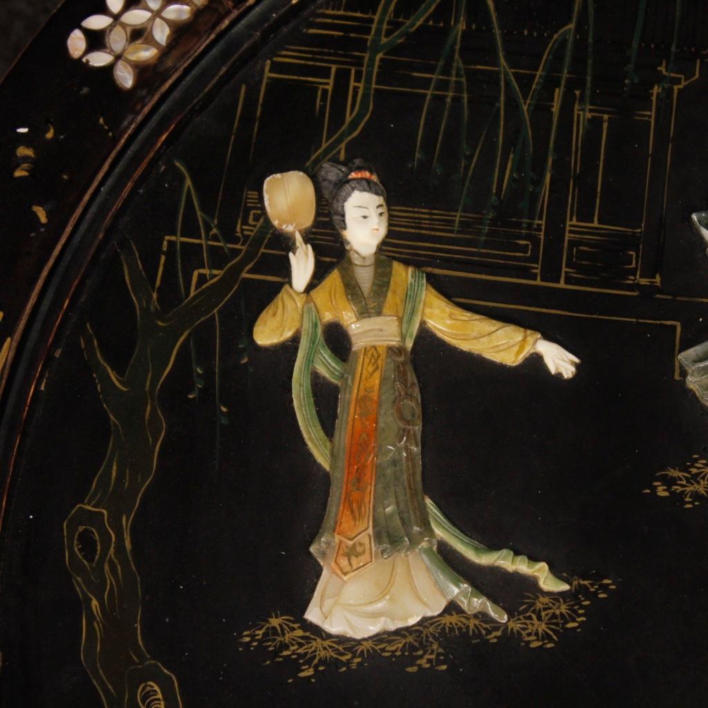 French Coffee Table Lacquered and Painted in Chinoiserie, 20th Century For Sale 3