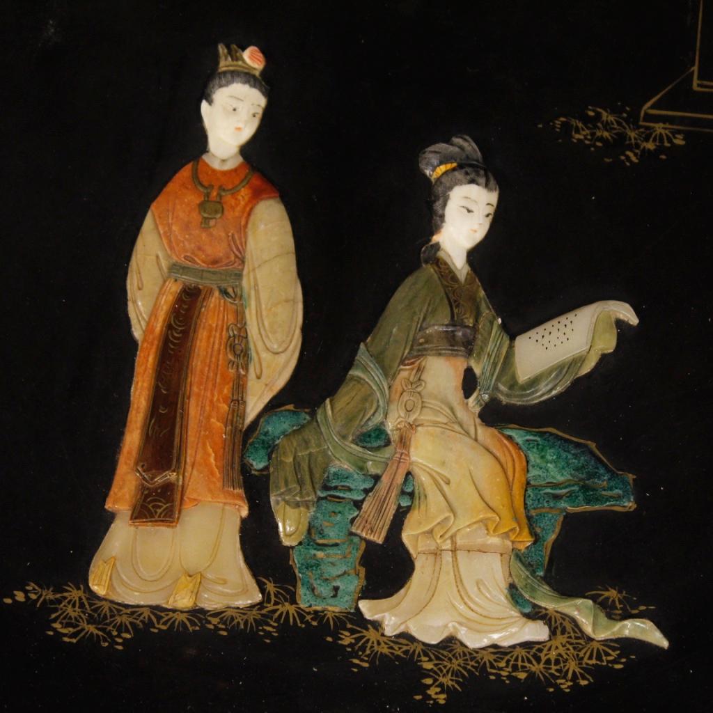 French Coffee Table Lacquered and Painted in Chinoiserie, 20th Century For Sale 5