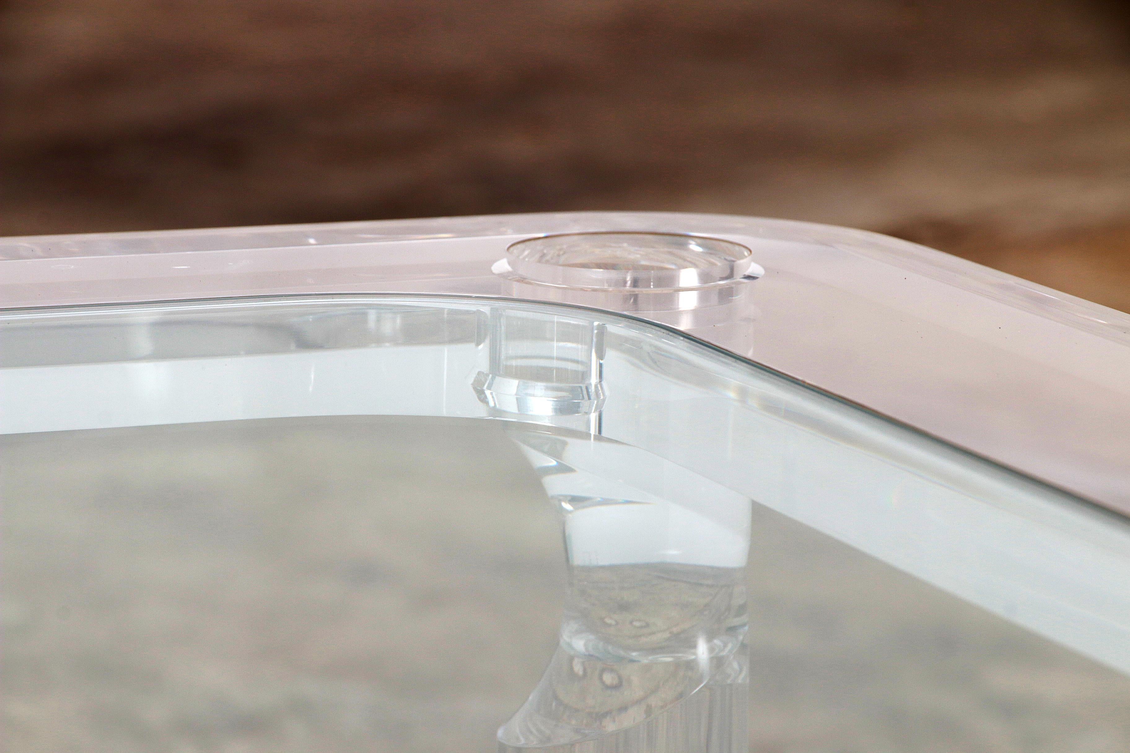 French Coffee Table Lucite and Glass Maison Romeo, 1970s For Sale 4