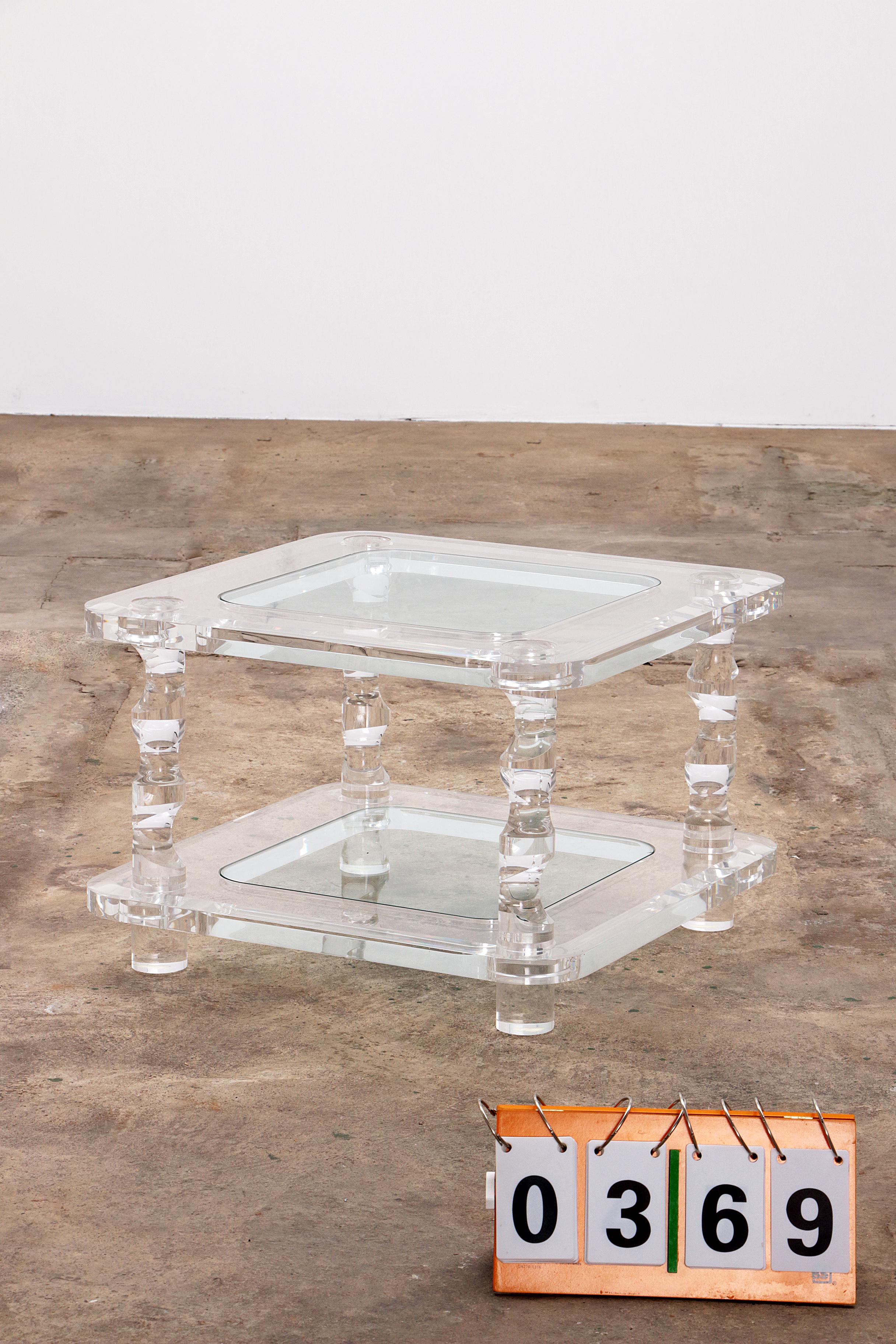 French Coffee Table Lucite and Glass Maison Romeo, 1970s For Sale 6