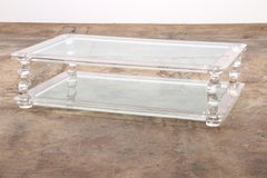 Mesa de centro francesa Lucite y cristal Maison Romeo, años 70