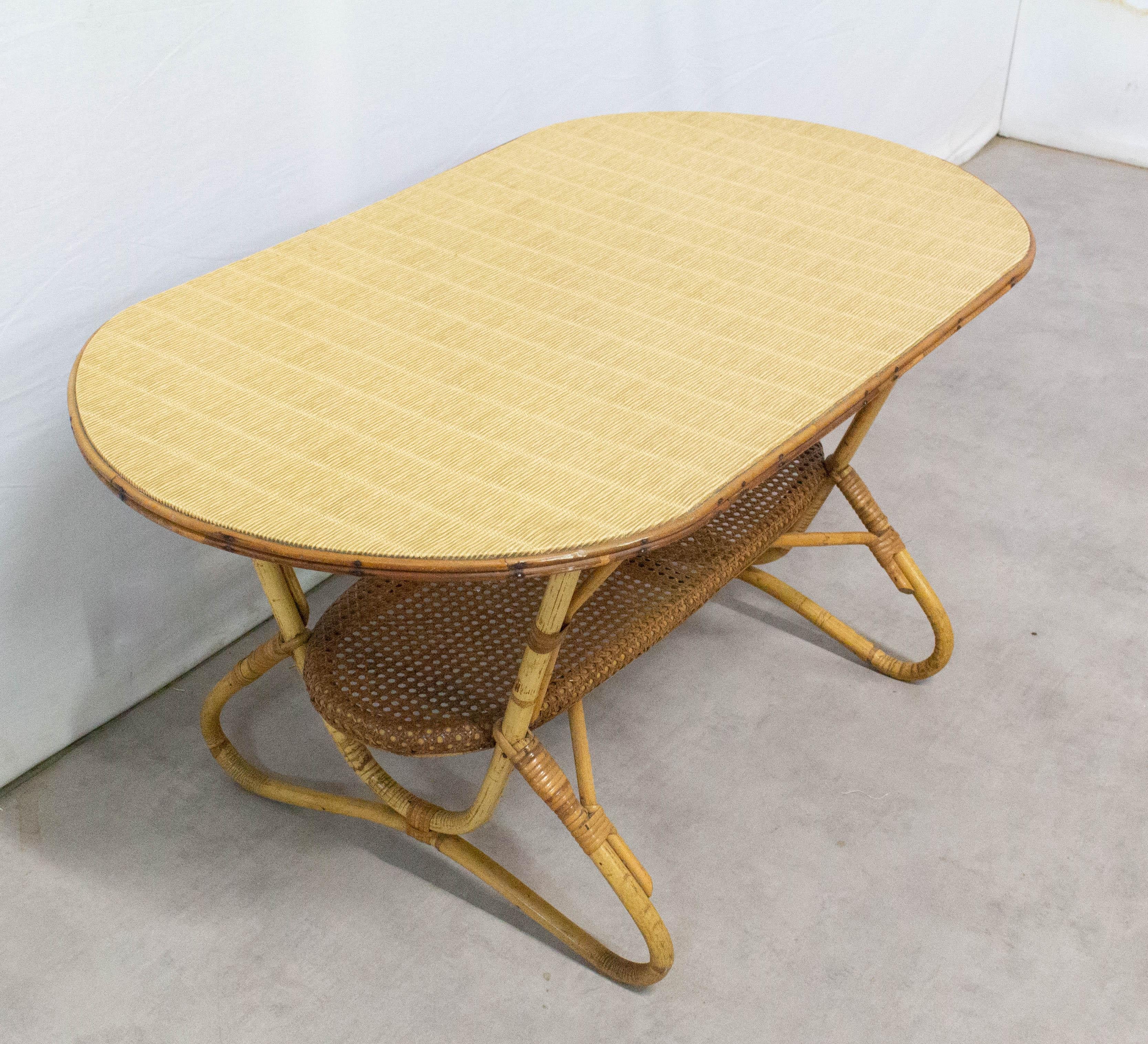 Mid-Century Modern French Coffee Table Rattan, Midcentury