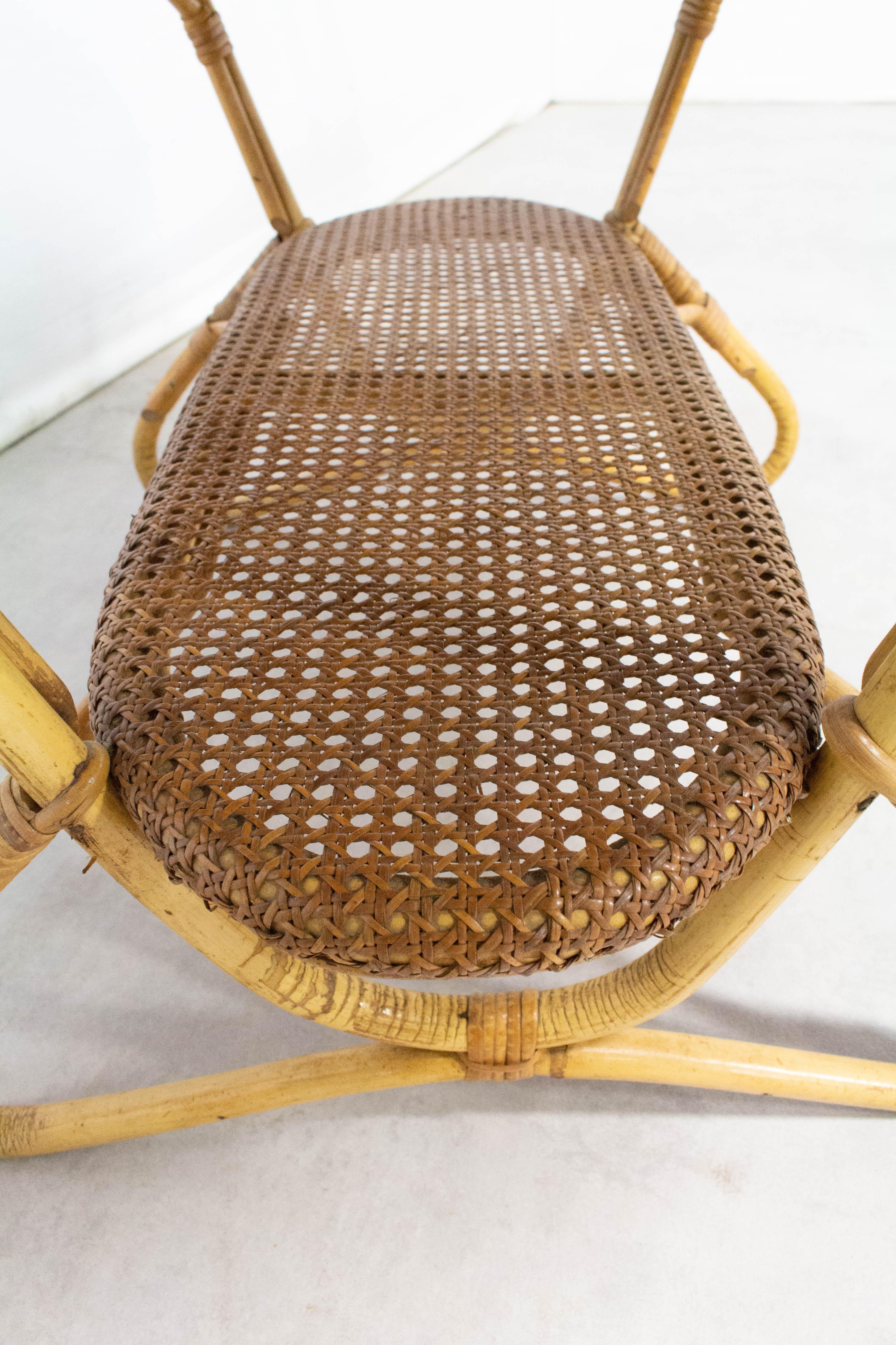 20th Century French Coffee Table Rattan, Midcentury