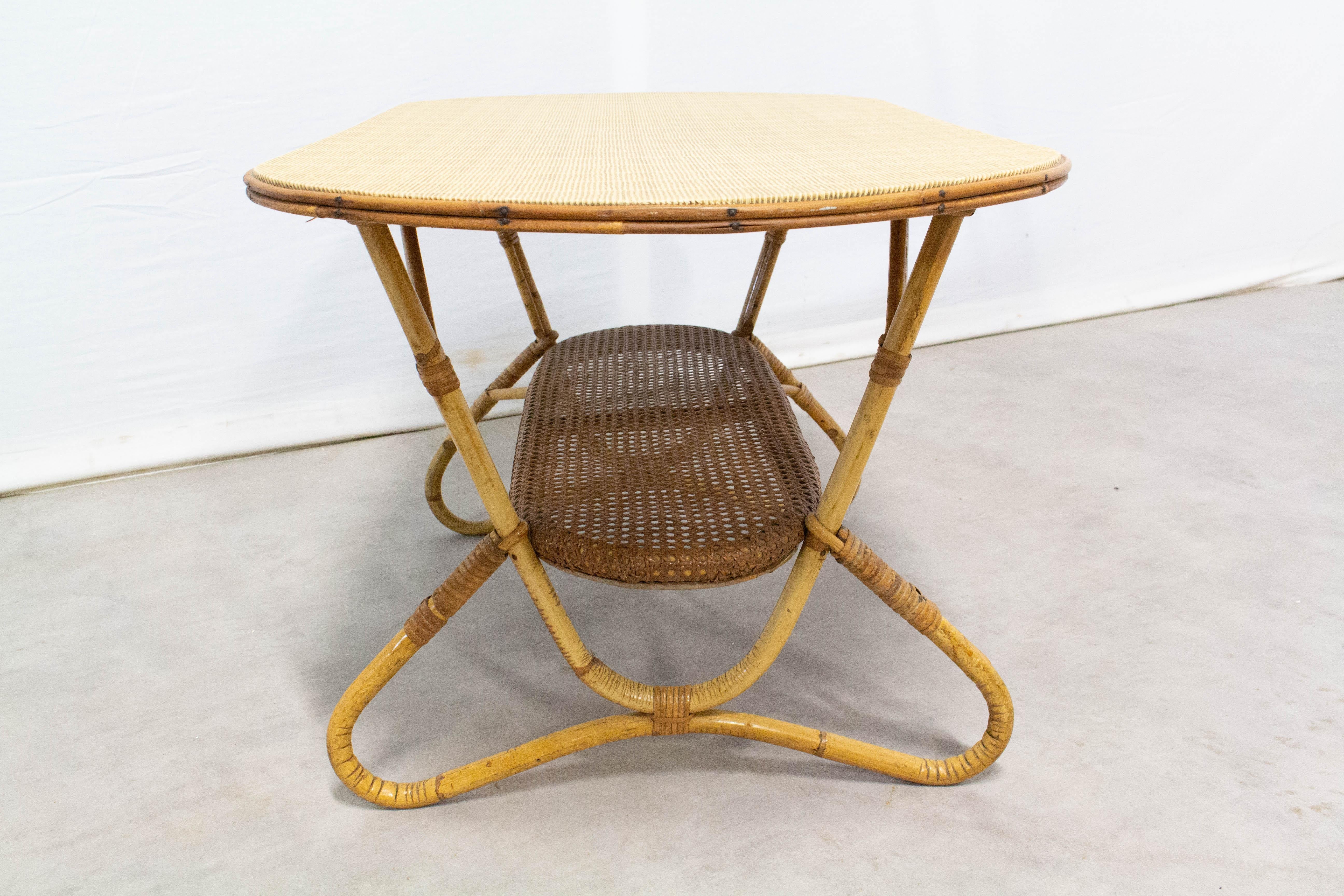 French Coffee Table Rattan, Midcentury 2