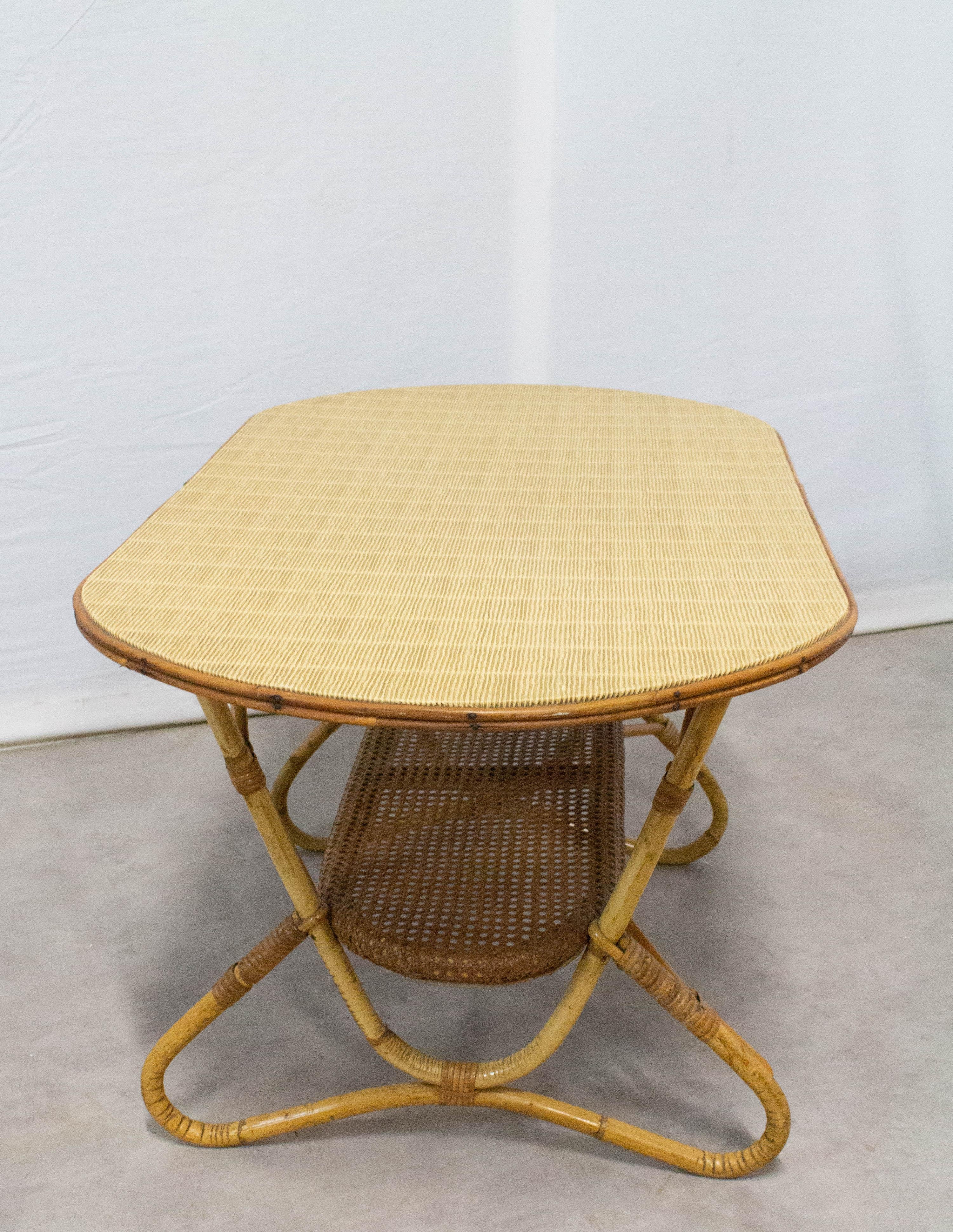 French Coffee Table Rattan, Midcentury 3