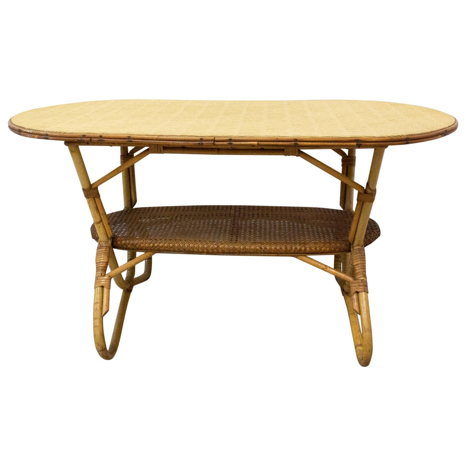 French Coffee Table Rattan, Midcentury