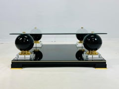 French Coffee Table With Bronze Accents in the Style of Roche Bobois