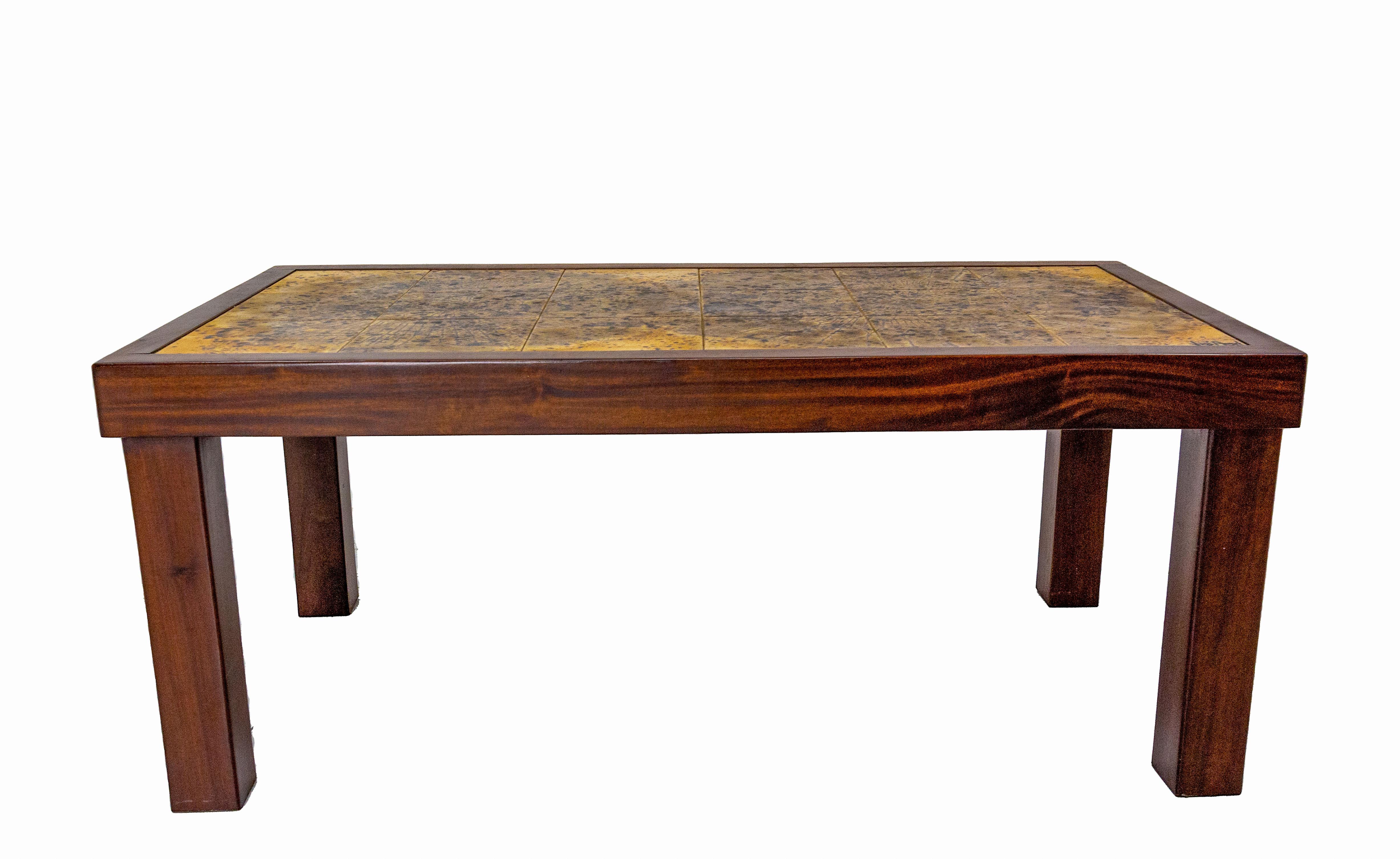 Mid-Century moderno Tavolino francese con ceramiche firmato Jean d'Asti AM, 1960 in vendita