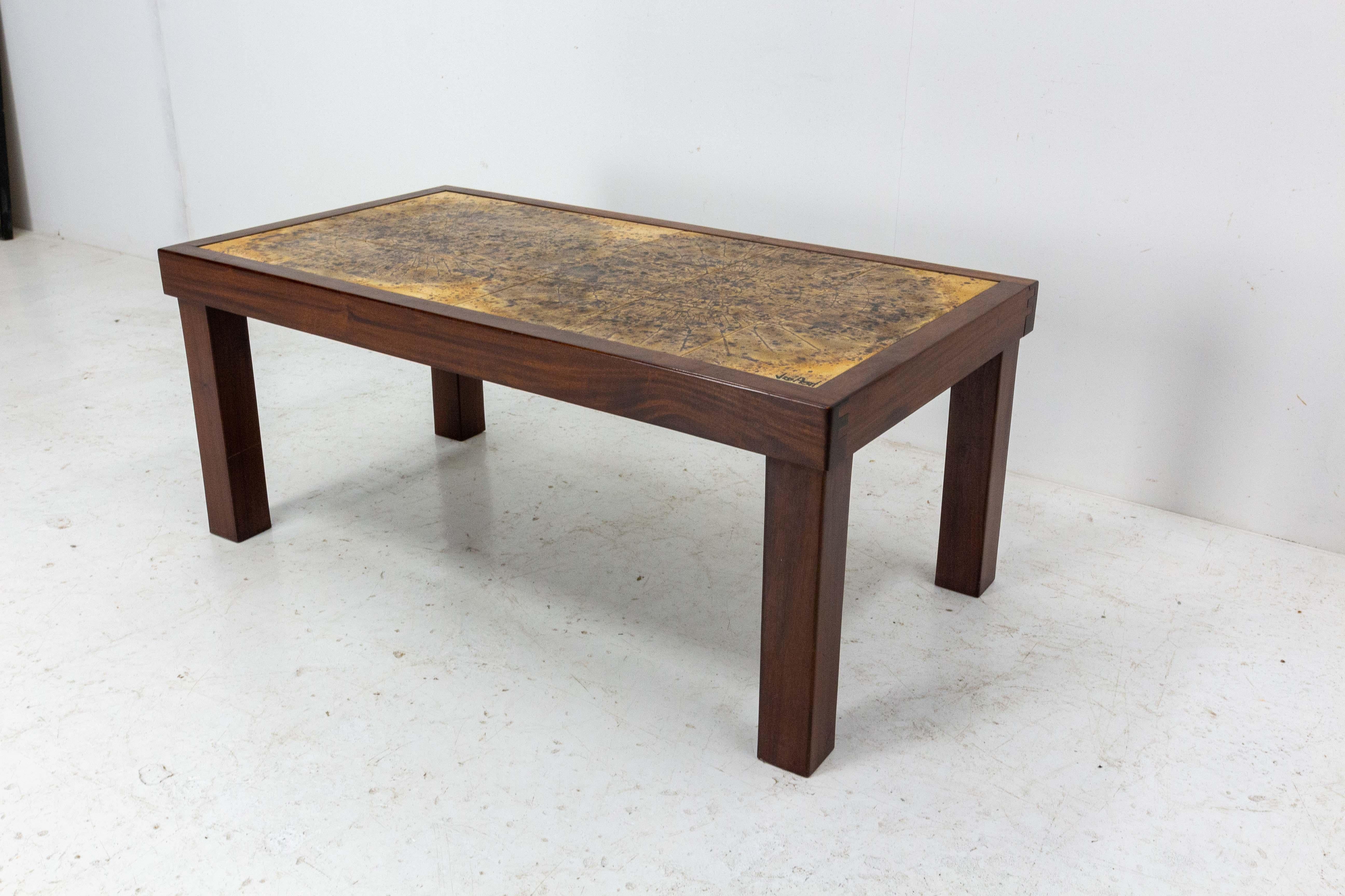 Metà XX secolo Tavolino francese con ceramiche firmato Jean d'Asti AM, 1960 in vendita